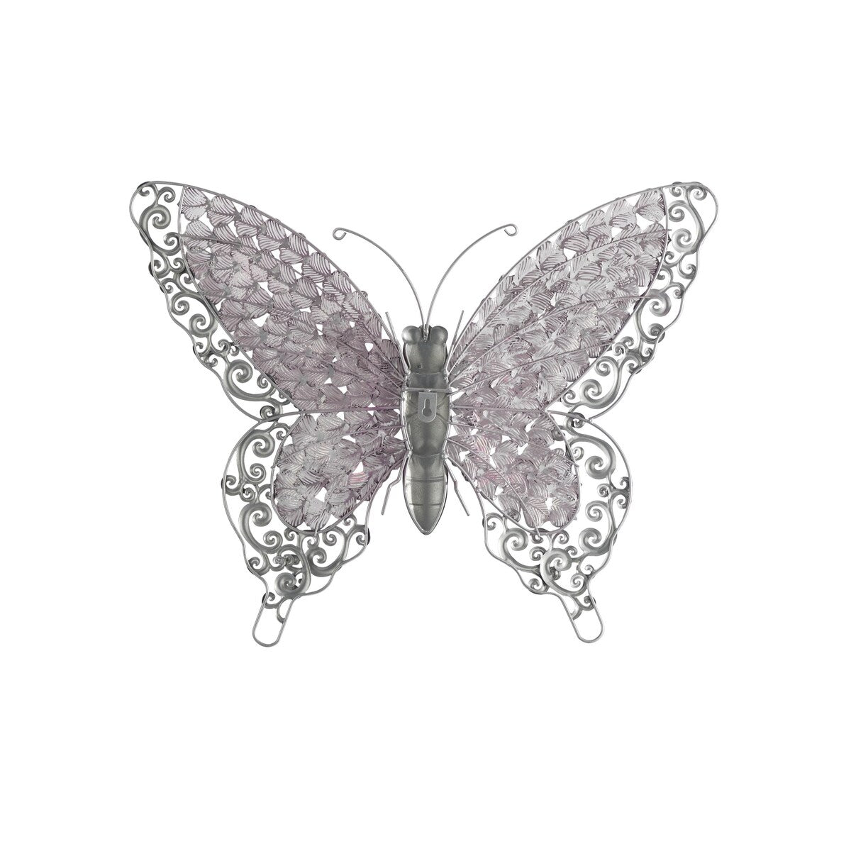 Metal Butterfly Indoor Outdoor Home Wall Decor - Silver, Green, Pink - Roche River Decor