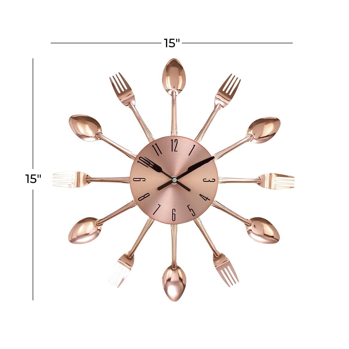 Metal Starburst Utensil Decorative Wall Clock - Copper - Roche River Decor