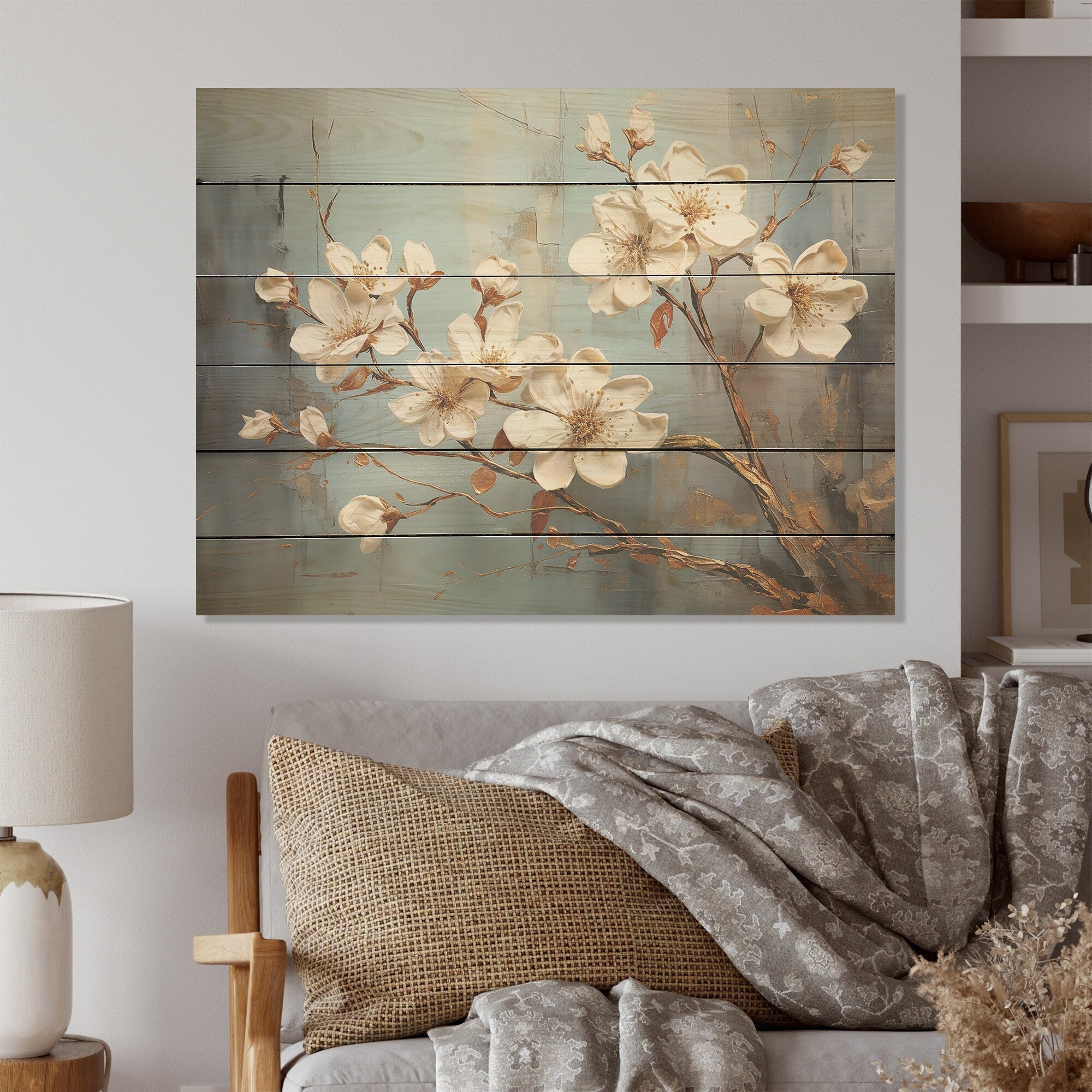 Designart Gilded Beauty Daffodils Gilded Accents Daffodils Wood Wall Decor - White Wood Panel On Natural Pine Wood