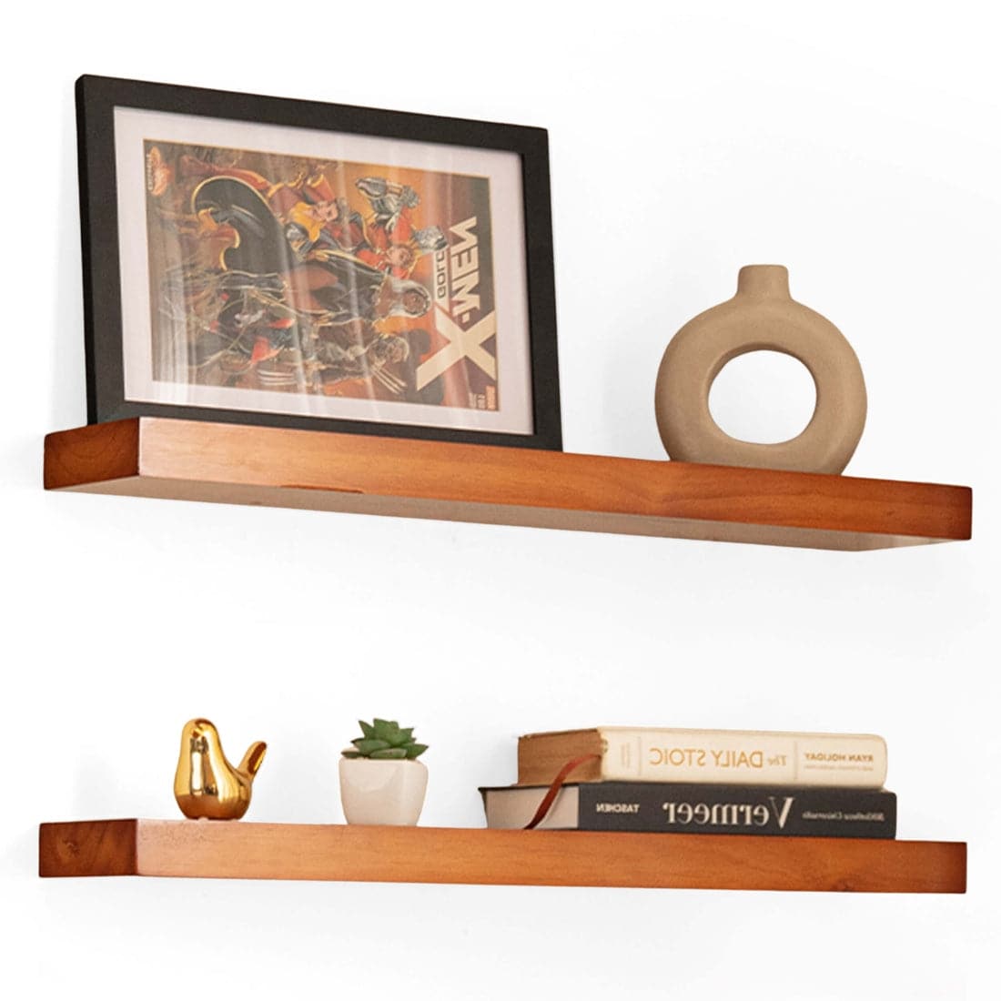 Floating Wooden Wall Shelves (Set of 2) Handmade