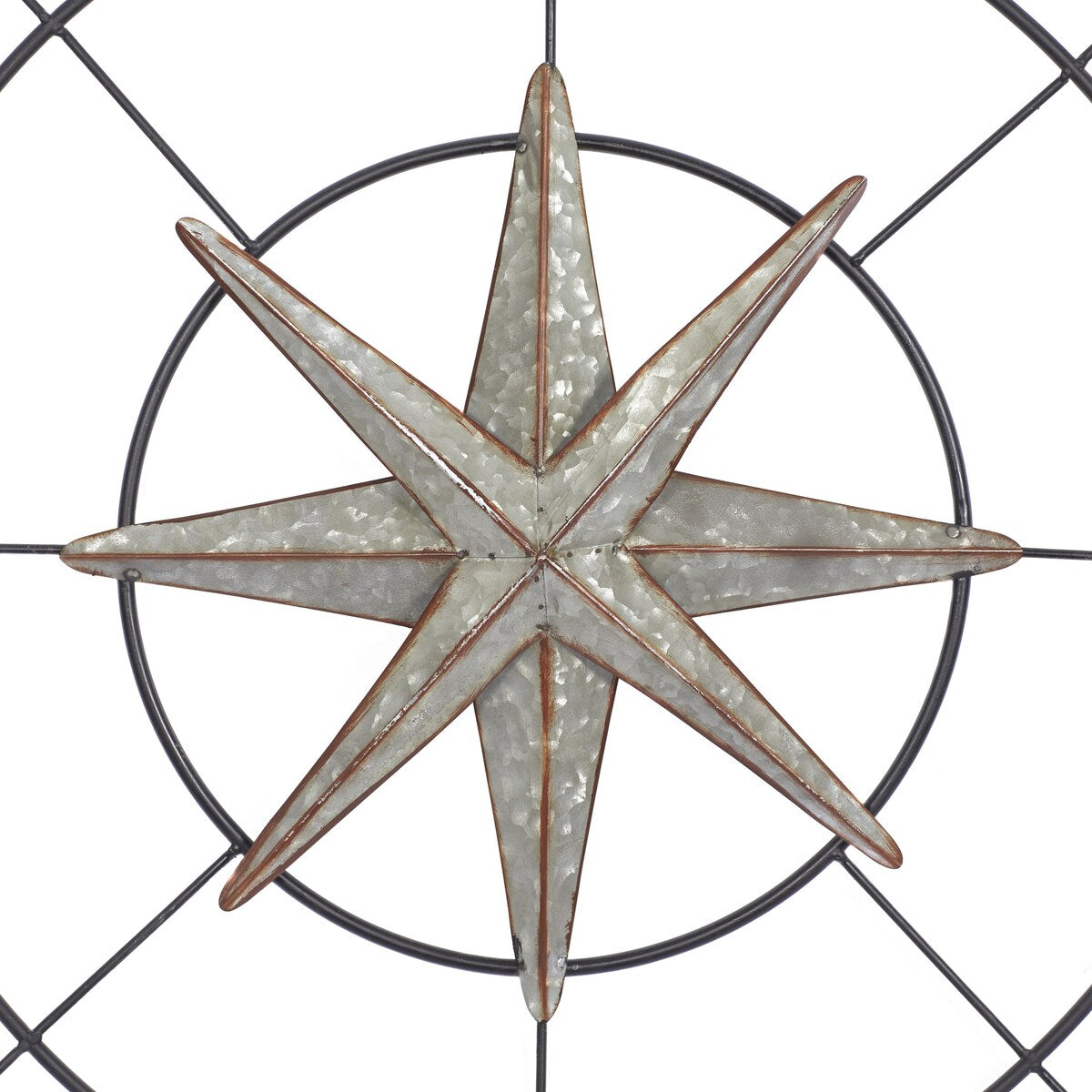 Metal Compass Indoor Outdoor Home Wall Decor with Distressed Copper Like Finish - Gray - Roche River Decor