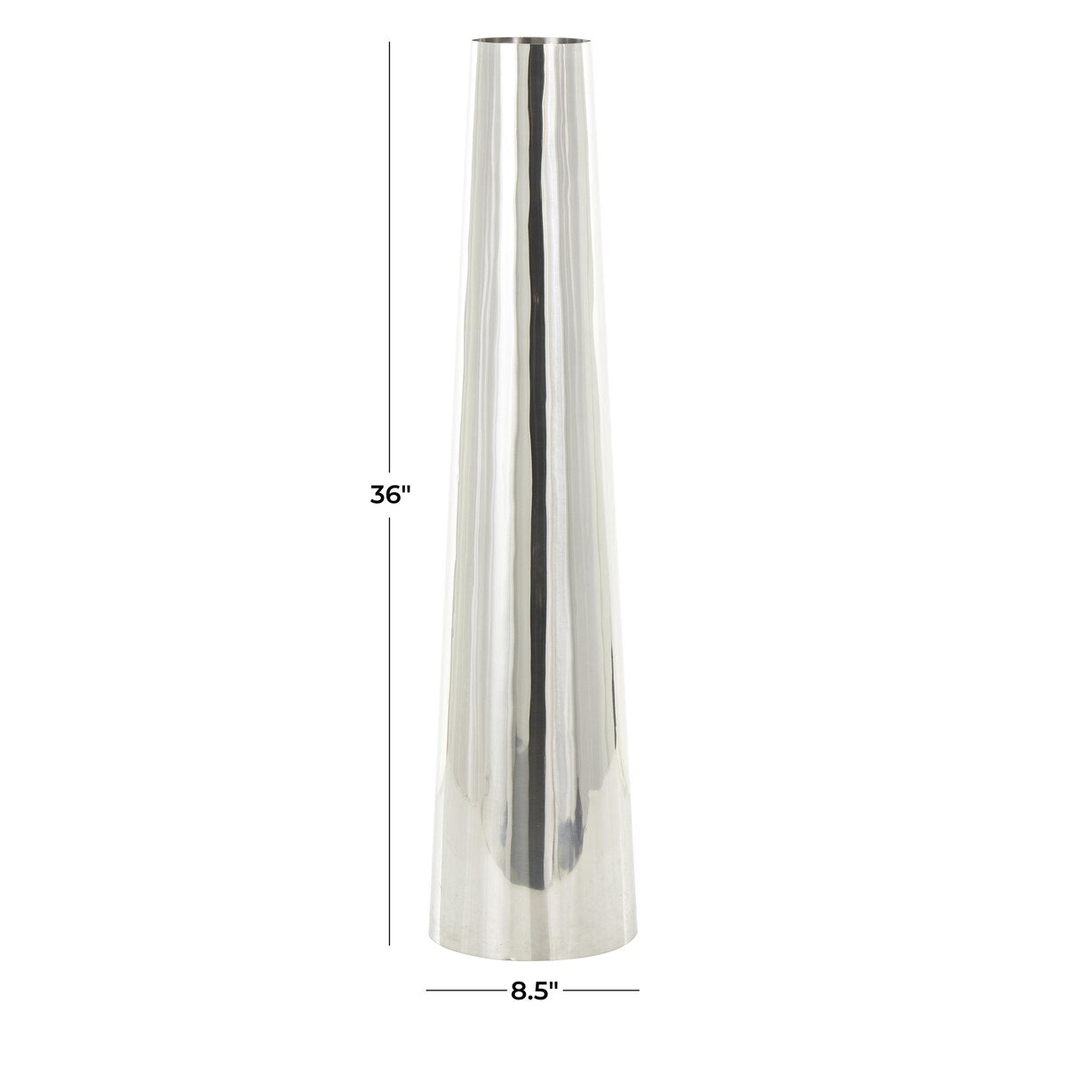 Stainless Steel Metal Minimalistic Tall Floor Cone Decorative Vase - Gold or Silver - Roche River Decor