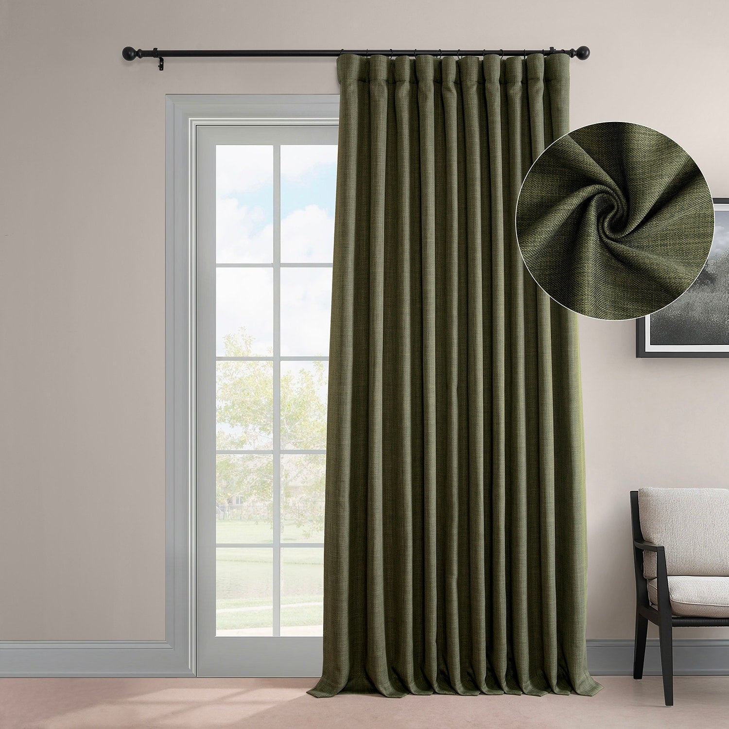 Exclusive Fabrics Faux Linen Extra Wide Room Darkening Curtains (1 Panel)