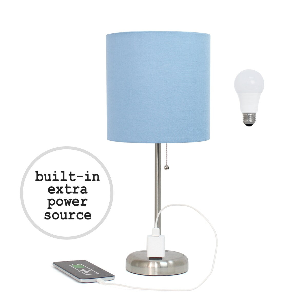 Simple Designs 9.5 Desk Lamp with Charging Outlet and LED Bulb Included - 19.50