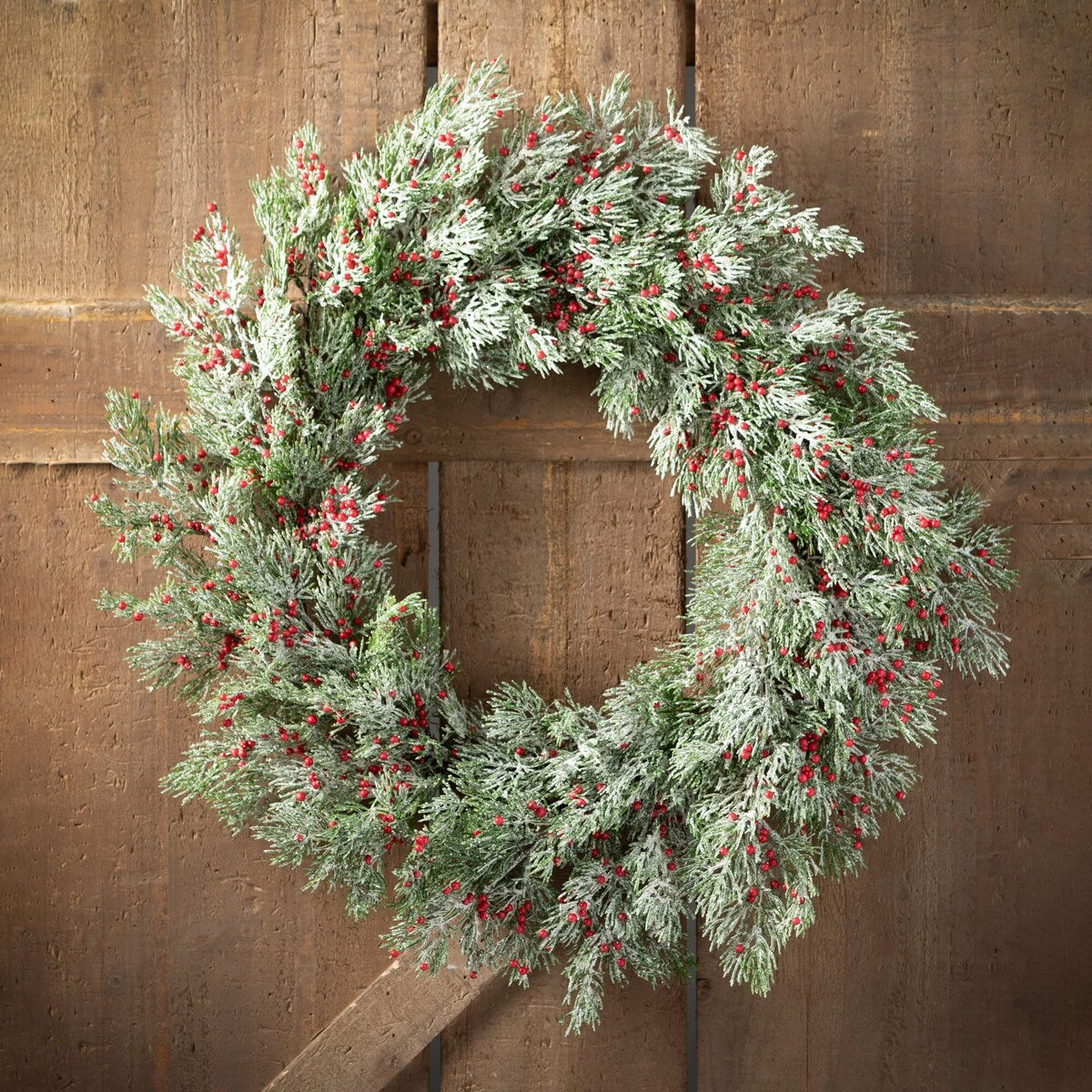 Sullivans Artificial Christmas Cedar Red Berry Wreath