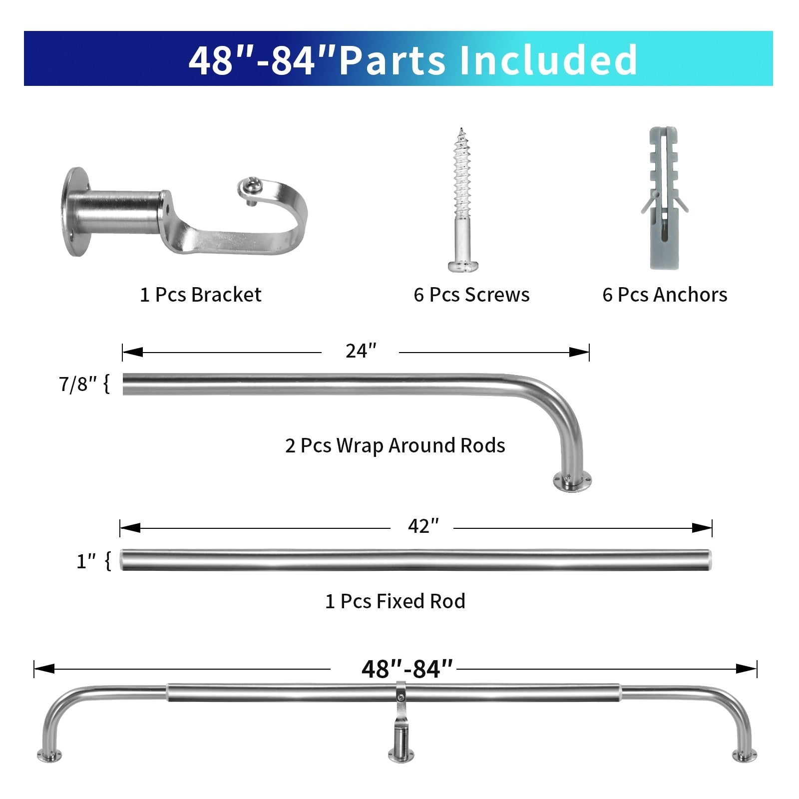 Energy-saving Wraparound Adjustable French Blackout Curtain Rod Set