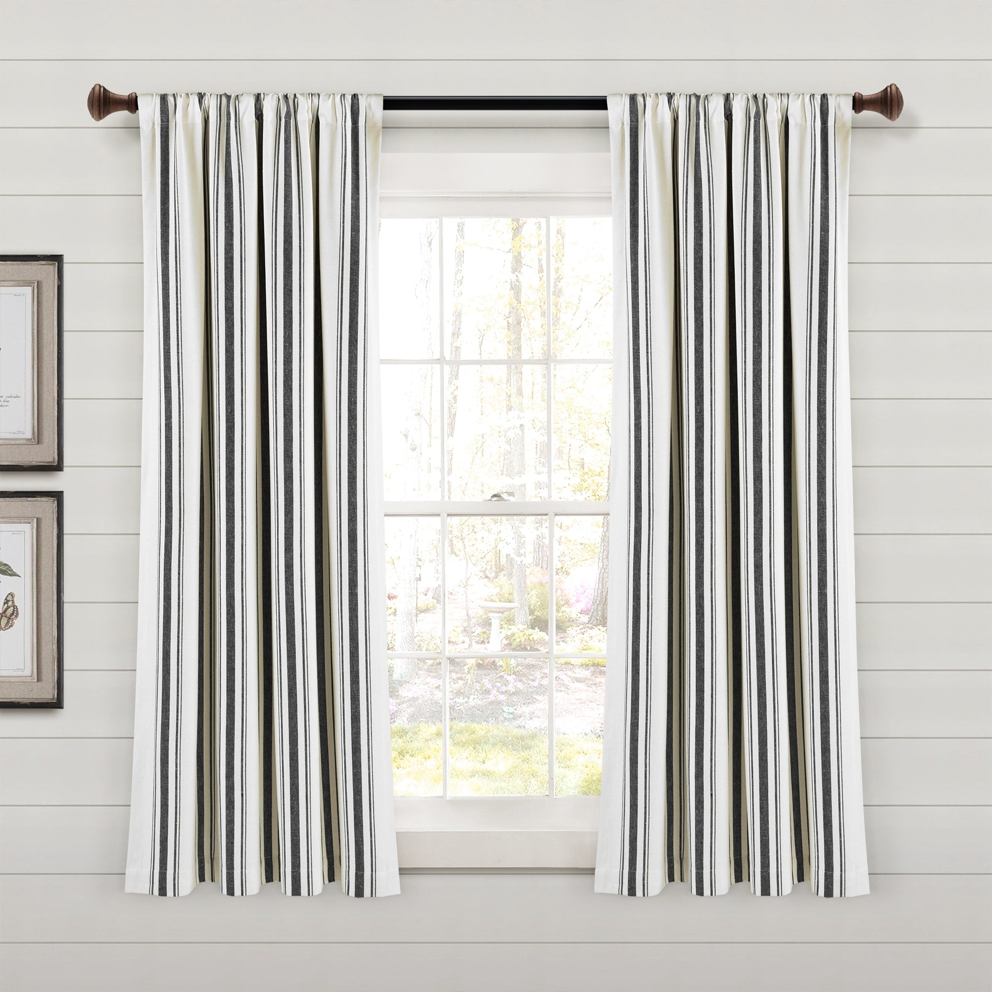 Lush Decor Farmhouse Stripe Yarn Dyed Cotton Window Curtain Panel Pair