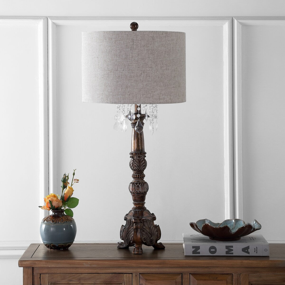 Regent 33.5 Resin/Acrylic LED Table Lamp, Antique Brown by JONATHAN Y