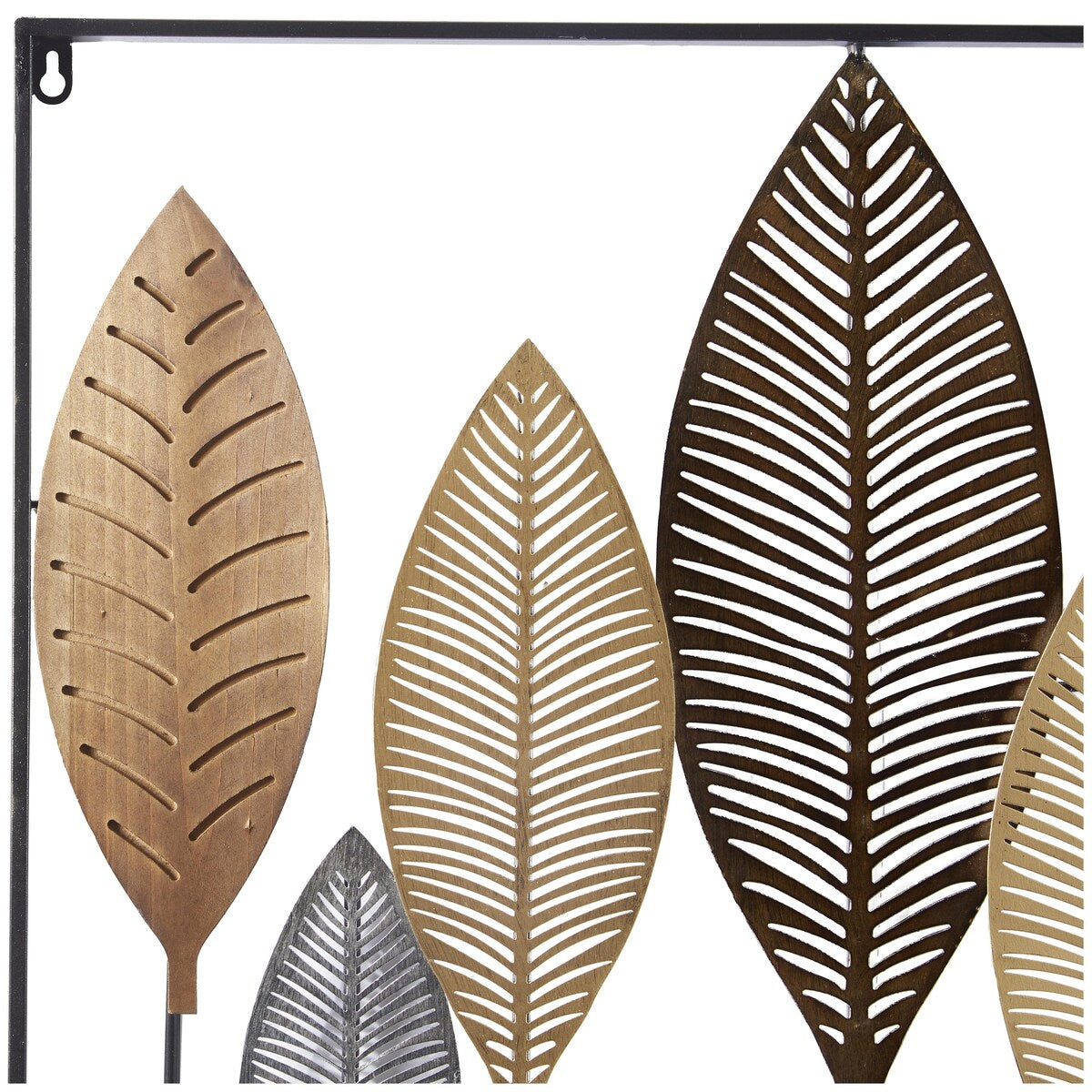 Metal Leaf Tall Cut-Out Home Wall Decor with Intricate Laser Cut Designs - Multi Colored - Roche River Decor