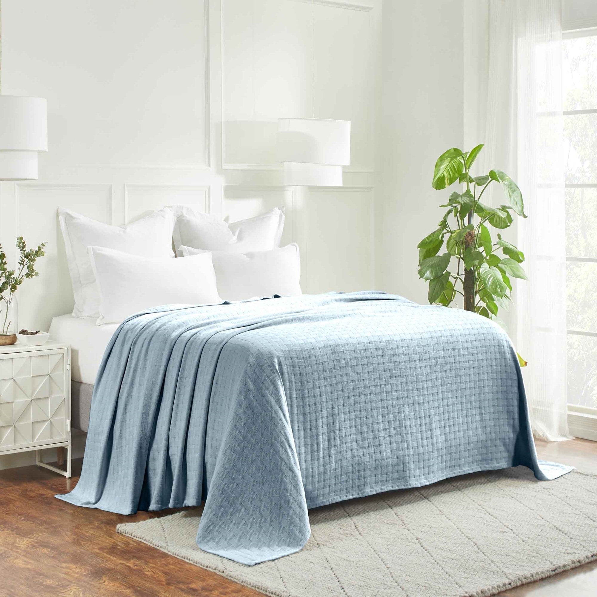 Superior Basketweave All-Season Bedding Cotton Blanket