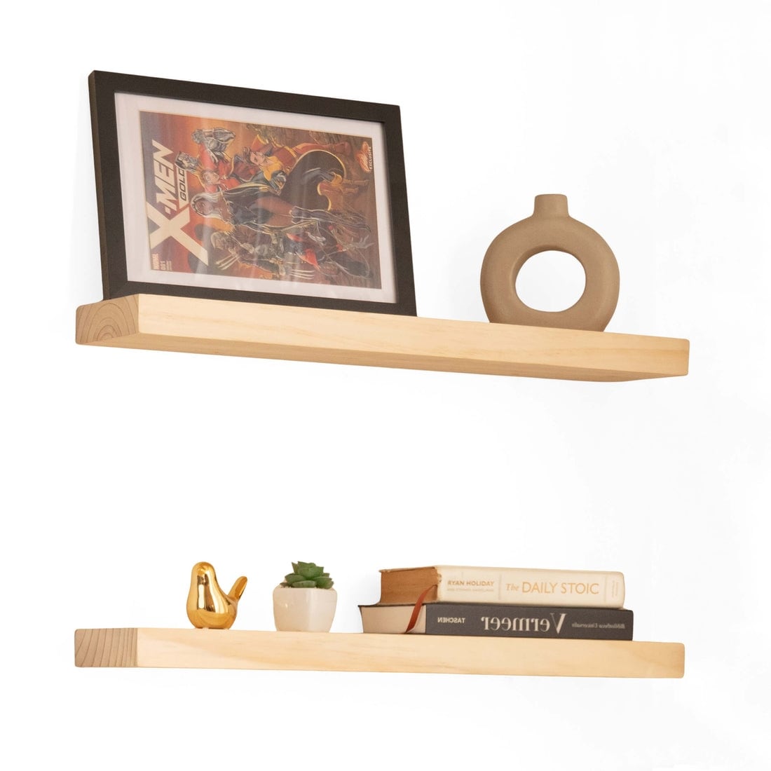 Floating Wooden Wall Shelves (Set of 2) Handmade