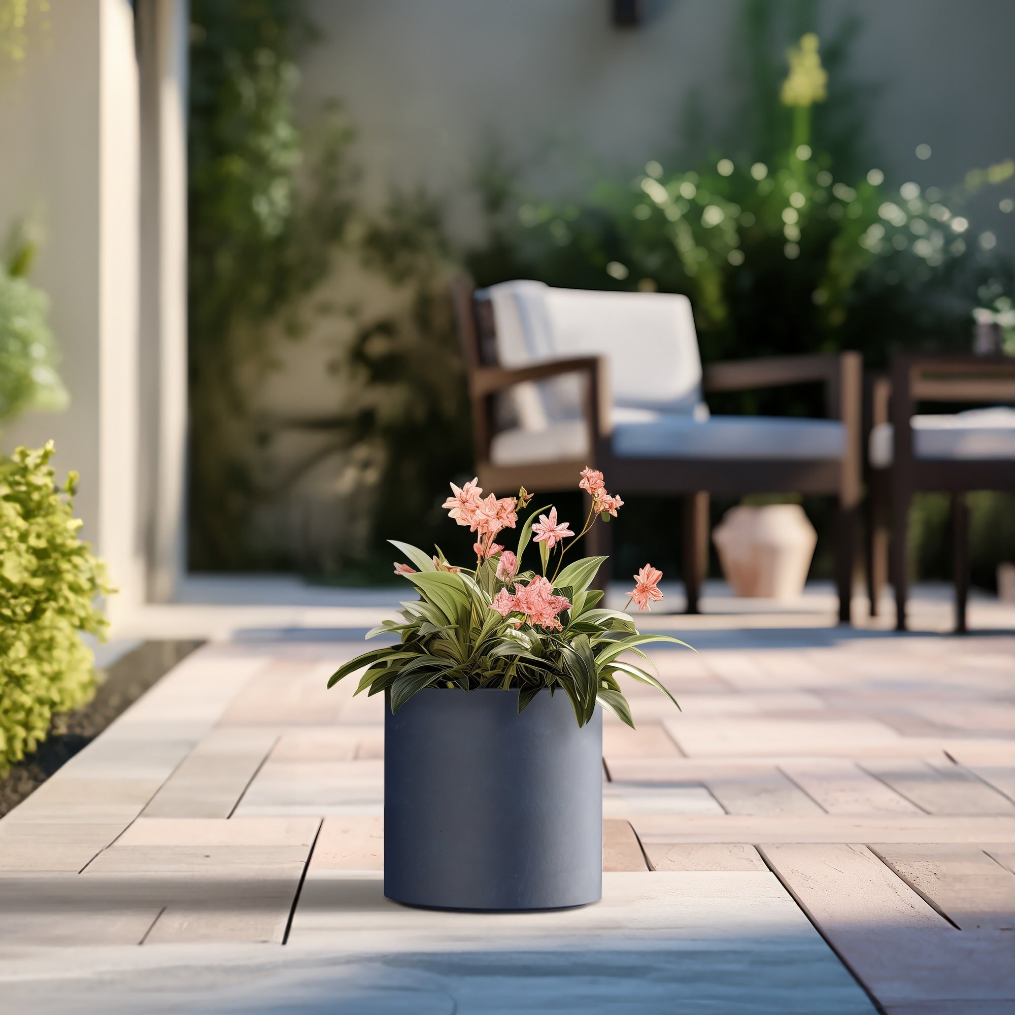 Tall Concrete Round Plant Pots / Large Indoor and Outdoor flower Planters