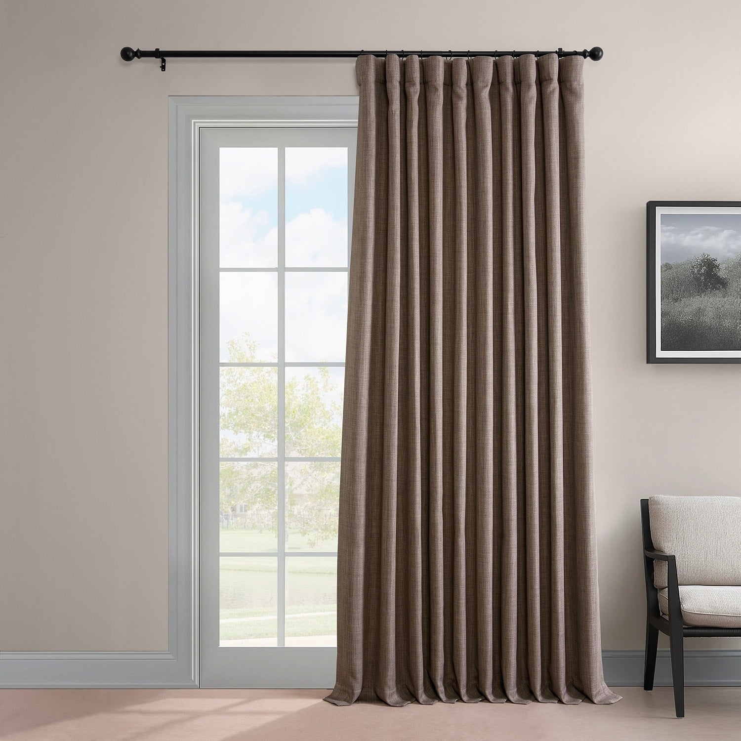 Exclusive Fabrics Faux Linen Extra Wide Room Darkening Curtains (1 Panel)