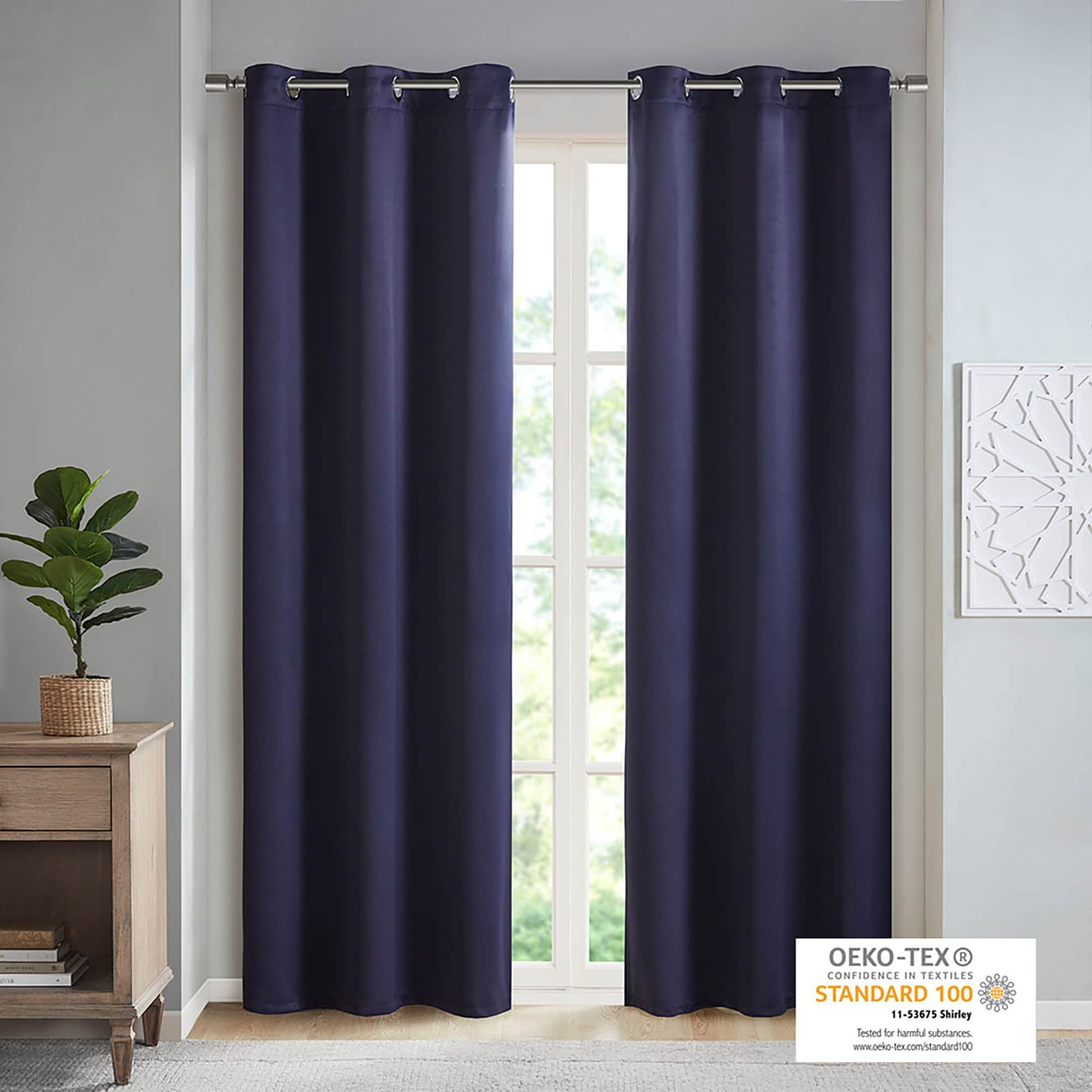 SunSmart Brent Solid Blackout Triple Weave Grommet Top Curtain Panel Pair