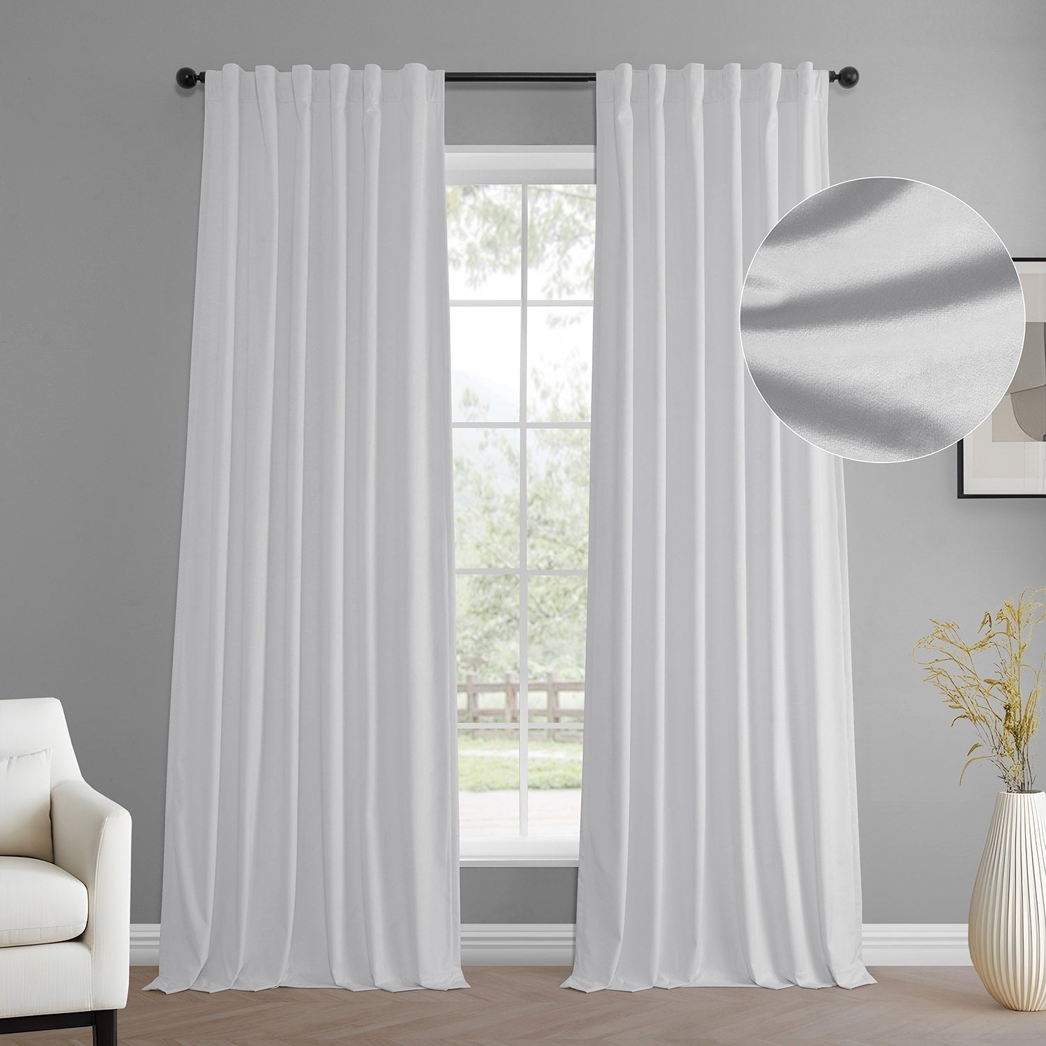 Exclusive Fabrics Simply Velvet Room Darkening Curtains 2 Panels Set - Velvet Window Curtains for Living Room & Bedroom