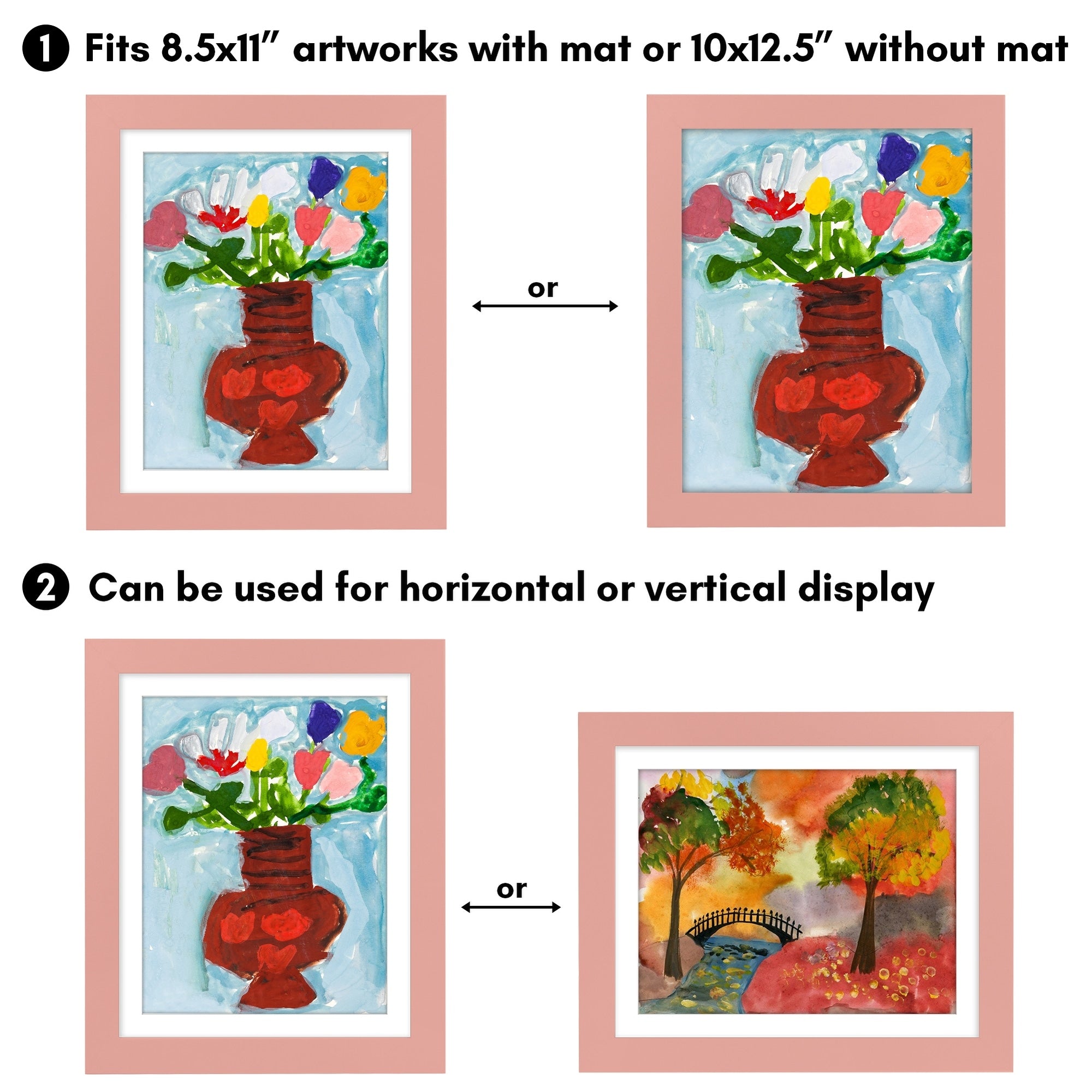 Americanflat 10x12.5 Front-loading Kids Art Frame with Mat