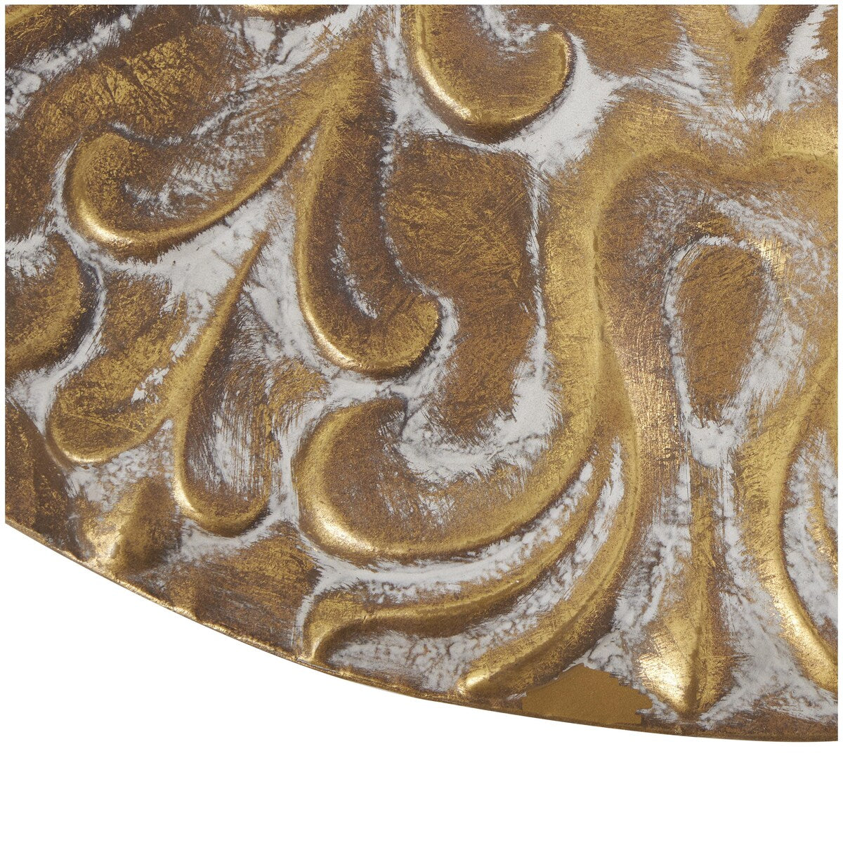 Metal Plate Home Wall Decor with Embossed Details - Gold - Roche River Decor