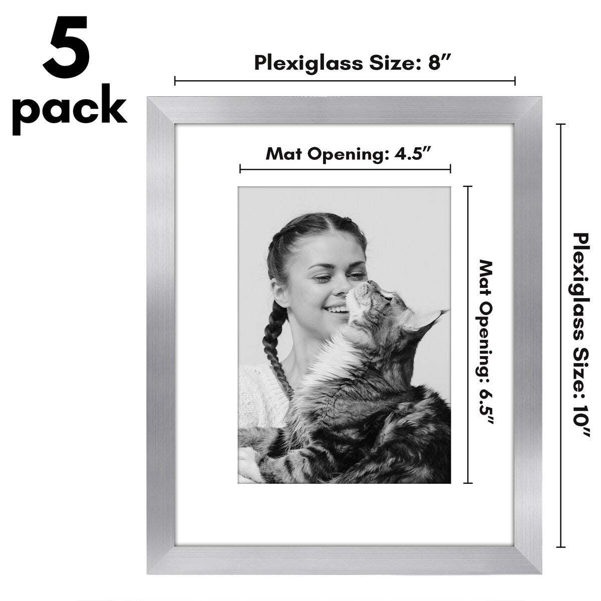 Americanflat 5 Pack of Picture Frames with Mat - Plexiglass Cover