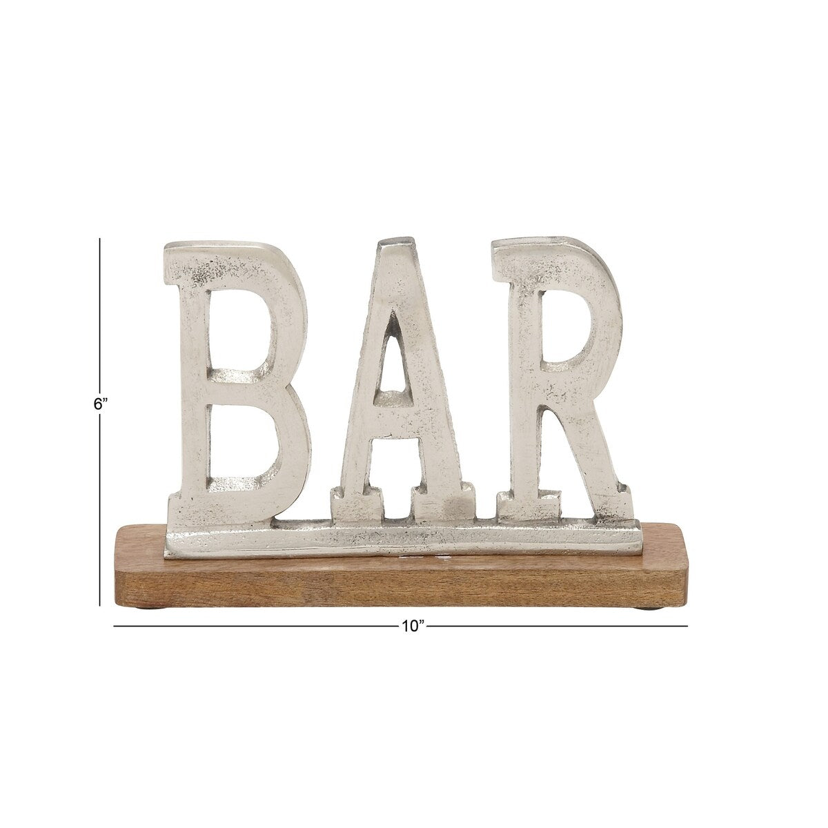 Aluminum Metal Bar Decorative Sign with Wood Base - Silver - Roche River Decor