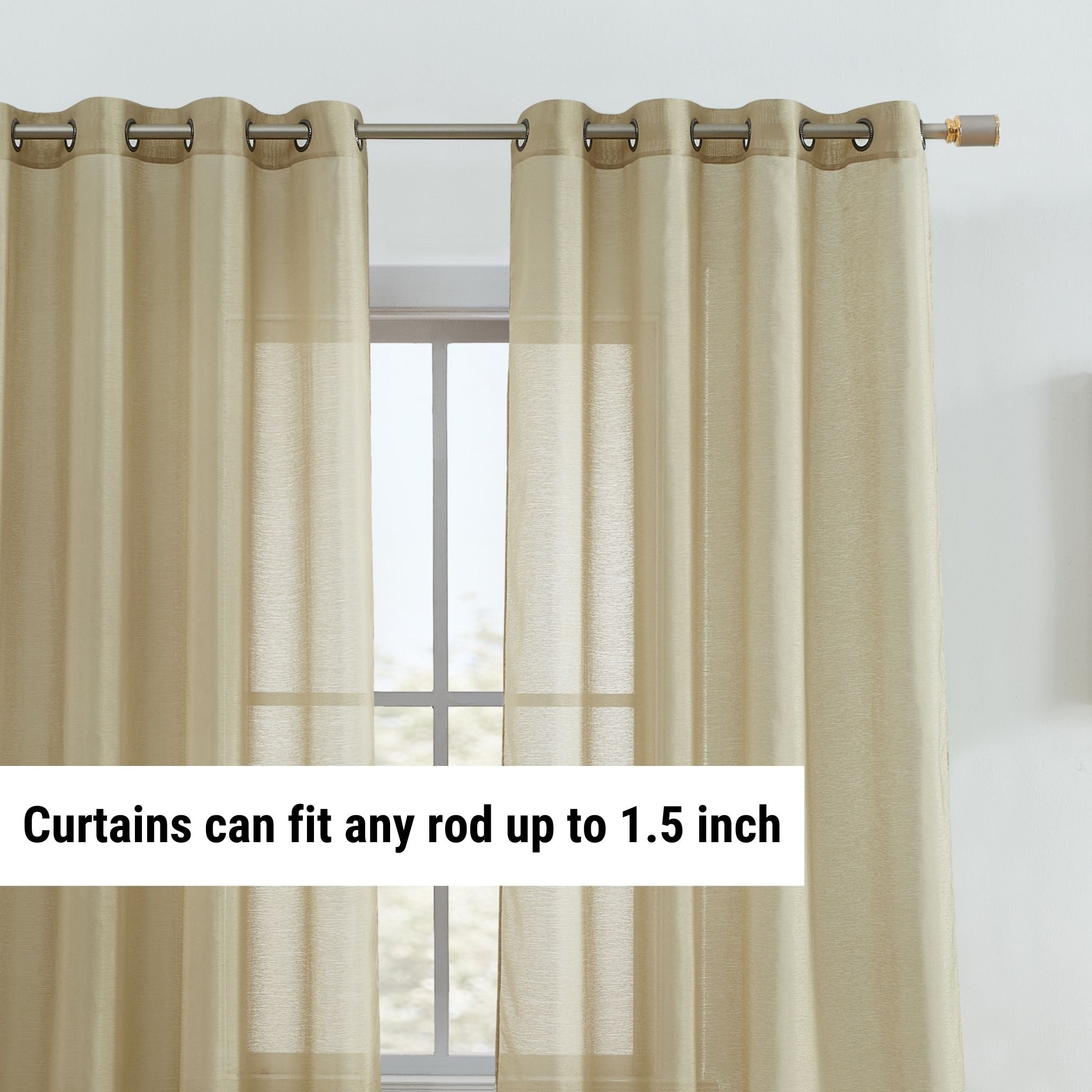 HLC.me 2 Piece Semi Sheer Voile Window Curtain Drapes Grommet Top Panels Bedroom, Living Room - Set of 2 panels