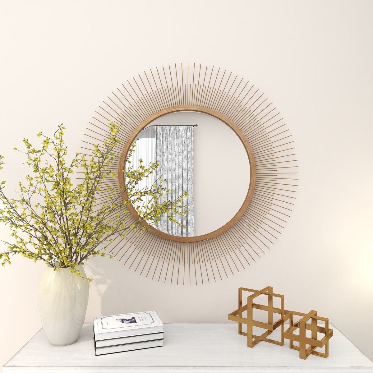 Metal Starburst Room Wall Mirror - Gold - Roche River Decor