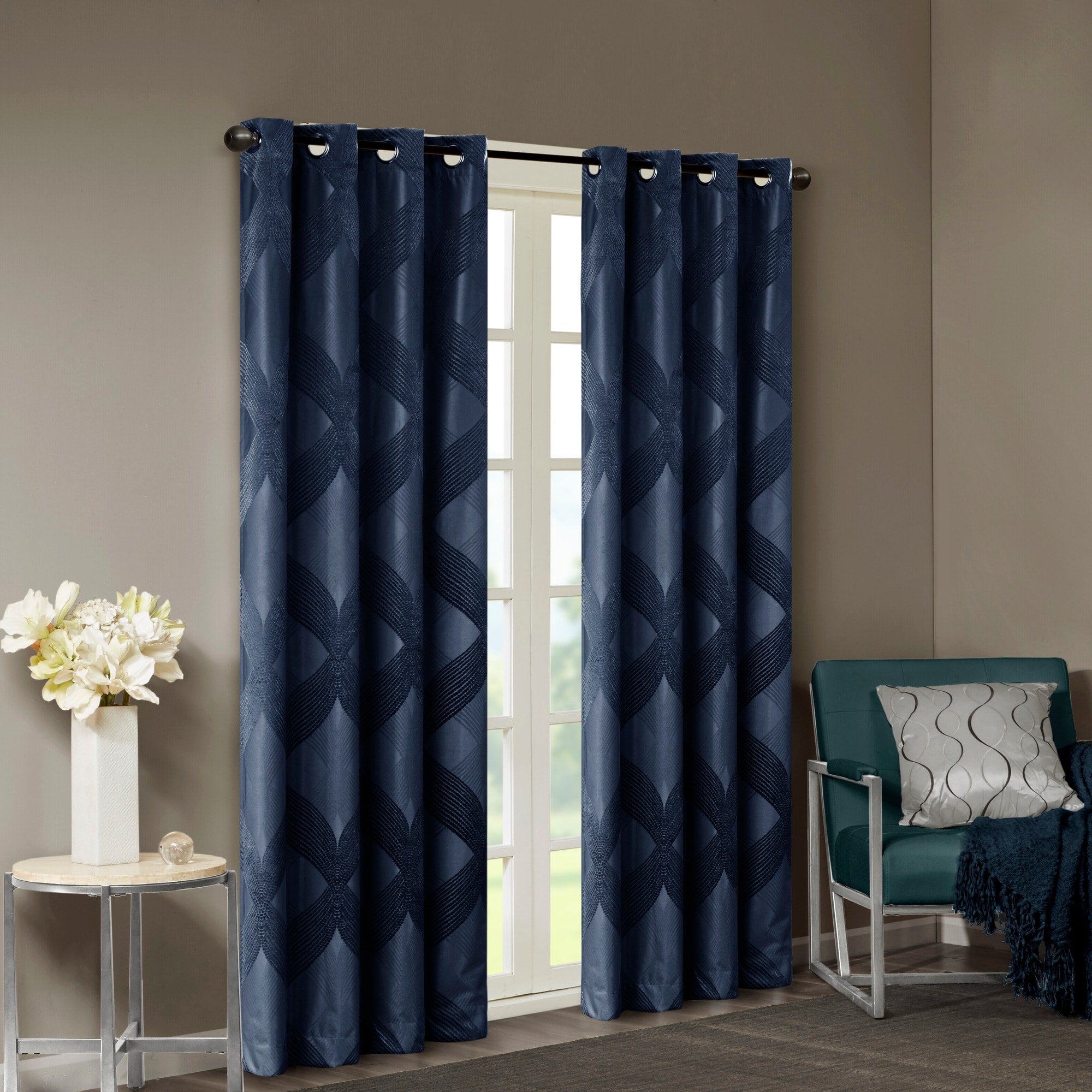 SunSmart Abel Ogee Knitted Jacquard Total Blackout Curtain Panel