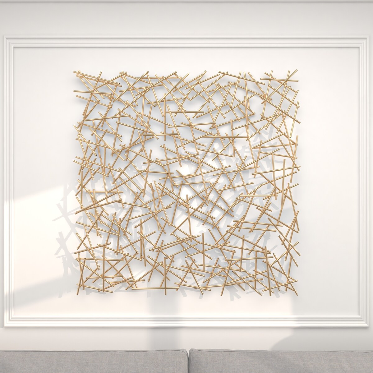 Metal Geometric Overlapping Lines Home Wall Decor - Gold - Roche River Decor