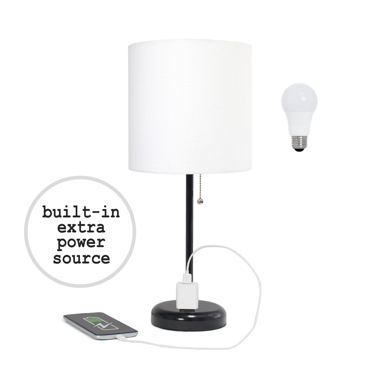 Simple Designs 9.5 Desk Lamp with Charging Outlet and LED Bulb Included - 19.50