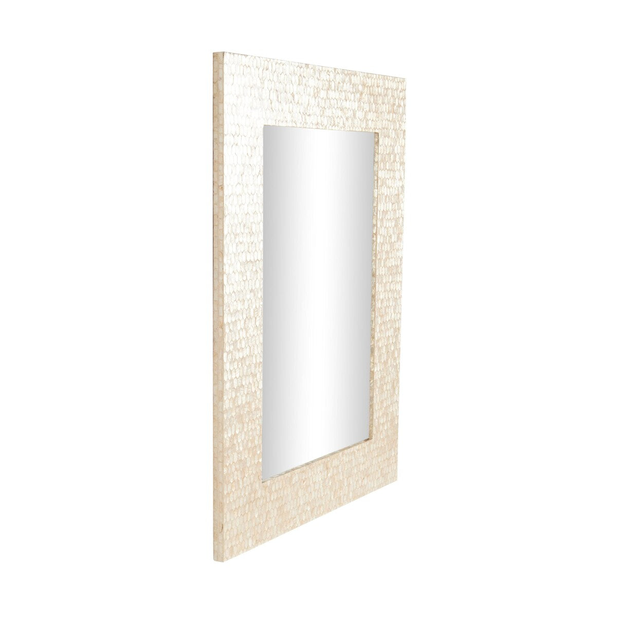 Mother of Pearl Shell Handmade Mosaic Room Wall Mirror - Cream - Roche River Decor