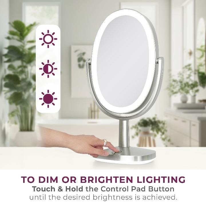 Zadro Newport LED Lighted Makeup Mirrors w/ Magnification & Touch Pad - 5X/1X