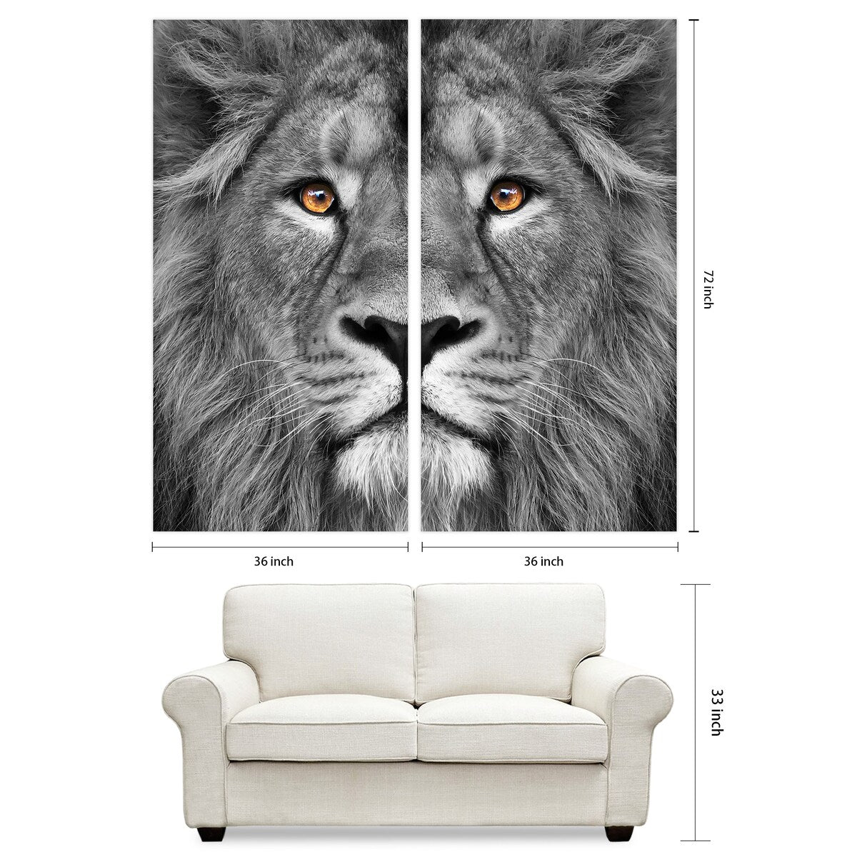 King of the Jungle AB Frameless Free Floating Tempered Glass Panel Graphic Wall Art