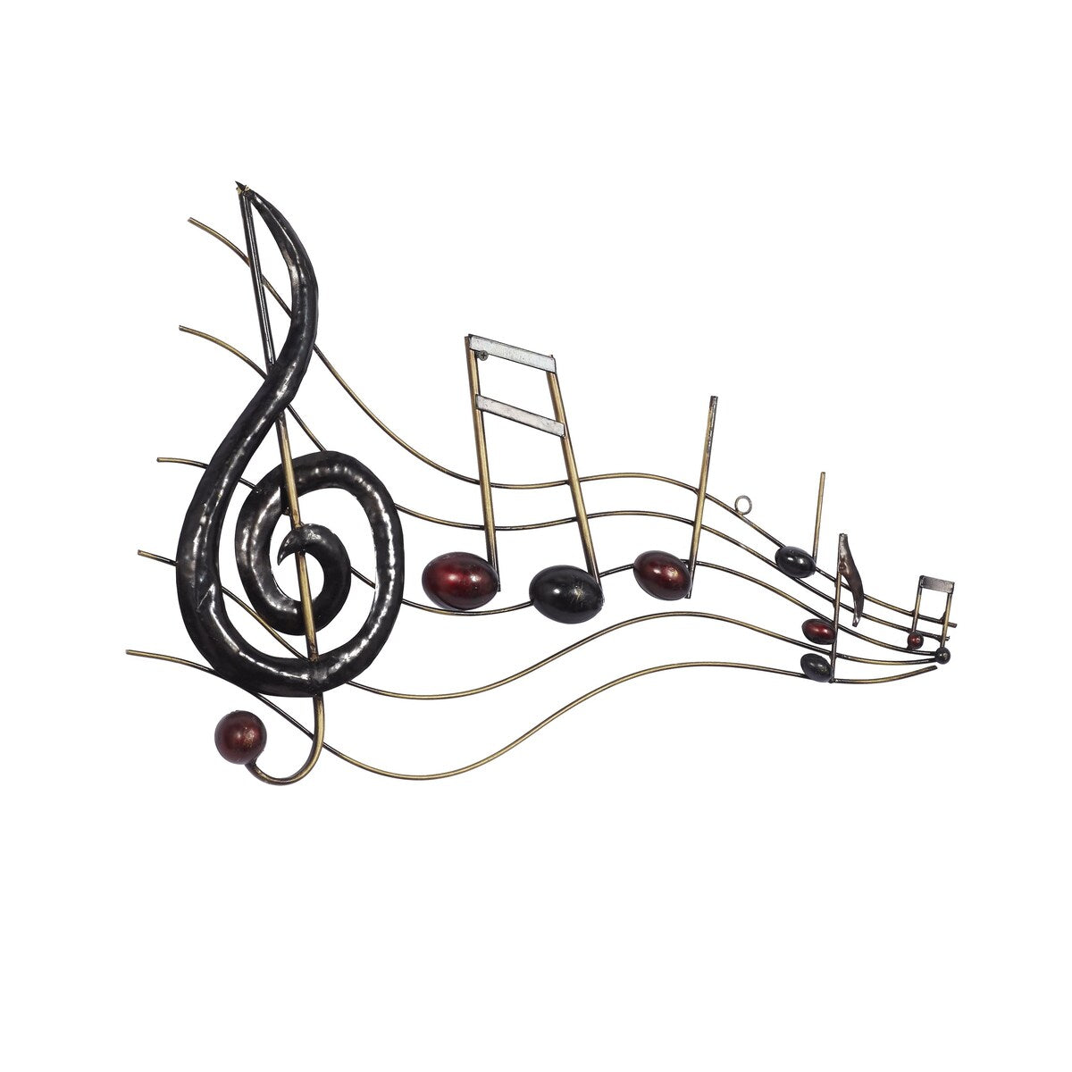 Metal Musical Notes Home Wall Decor with Gold Details - Brown - Roche River Decor