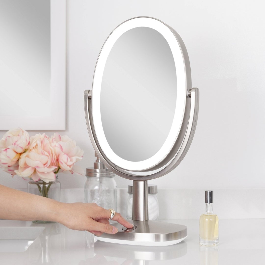 Zadro Newport LED Lighted Makeup Mirrors w/ Magnification & Touch Pad - 5X/1X