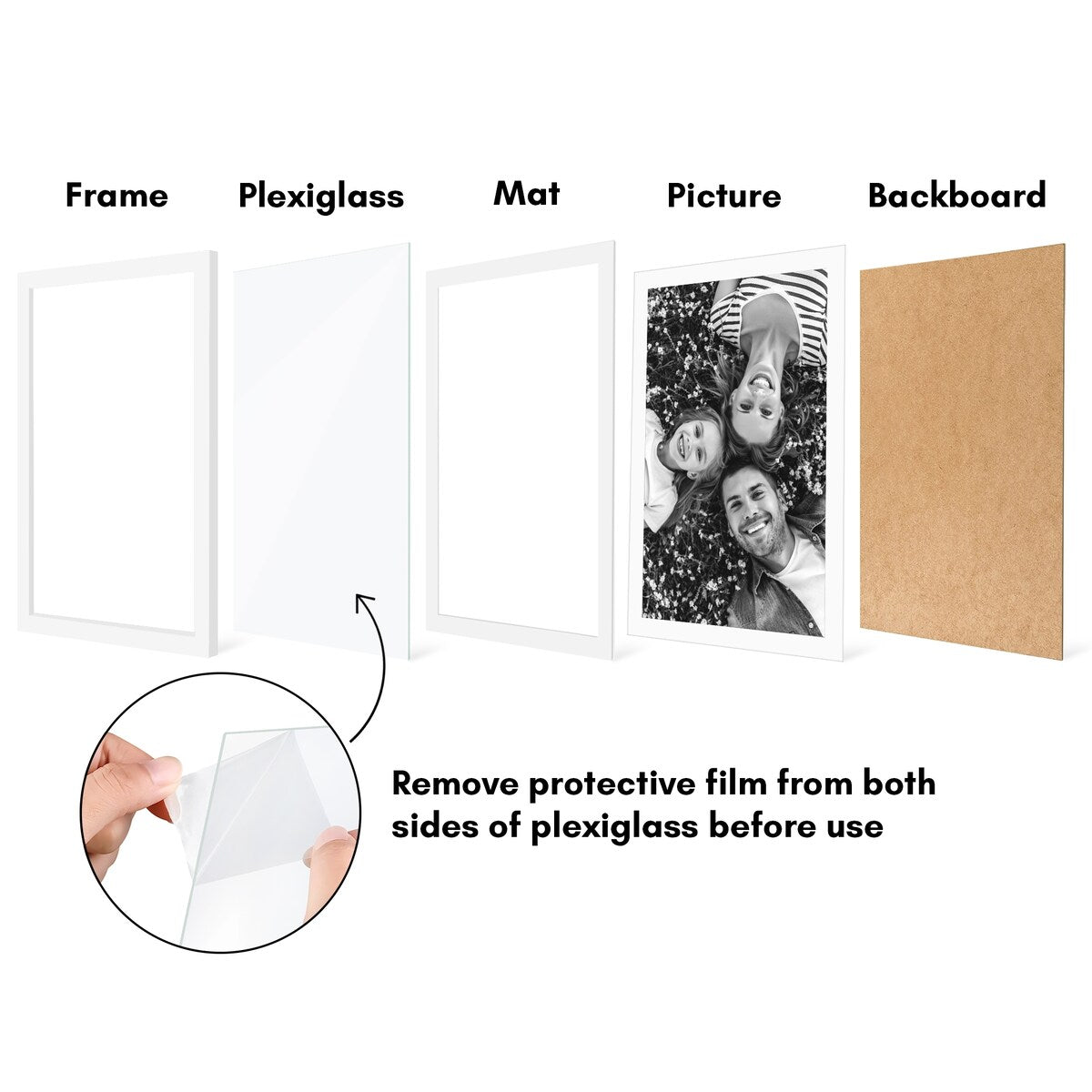 Americanflat 5 Pack of Picture Frames with Mat - Plexiglass Cover