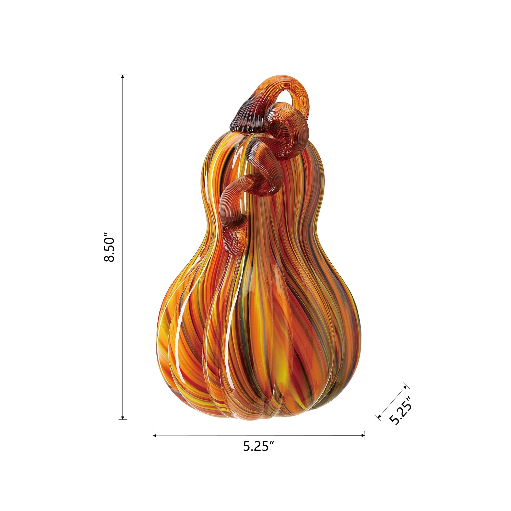 Glitzhome Handblown Multi Striped Fall Harvest Glass Pumpkins Thanksgiving Gift