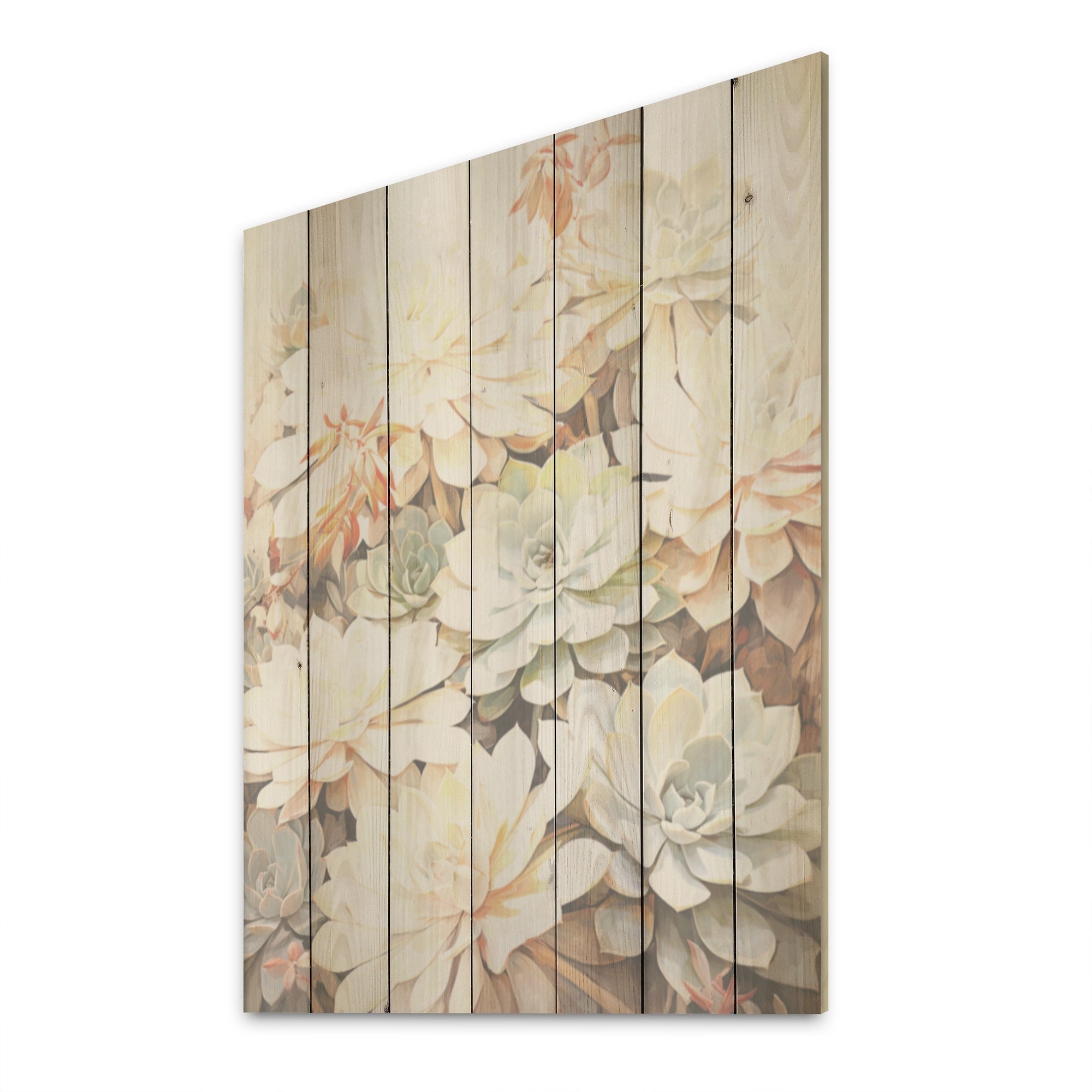 Designart Minimalism Beige Geraniums Geraniums Wood Wall Decor - Traditional Beige Wood Panel On Natural Pine Wood