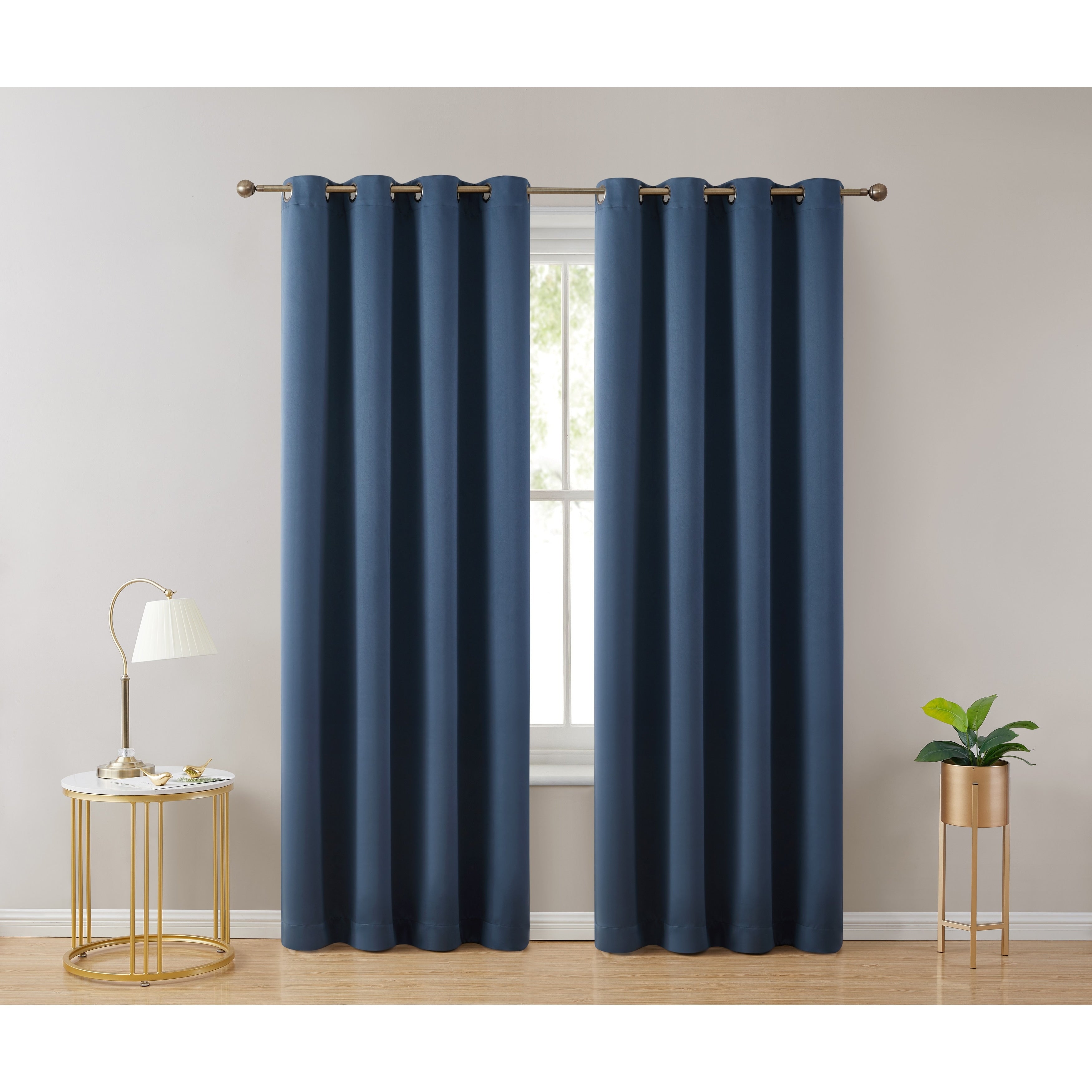 HLC.me Laurance 100% Blackout Curtains - Thermal Insulation Energy Efficient Grommet Window Curtains, Set of 2