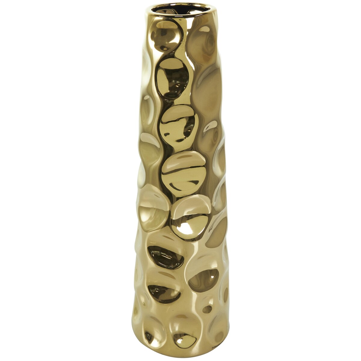 Ceramic Geometric Bubble Decorative Vase with Concaved Circles - Gold or Silver - Roche River Decor