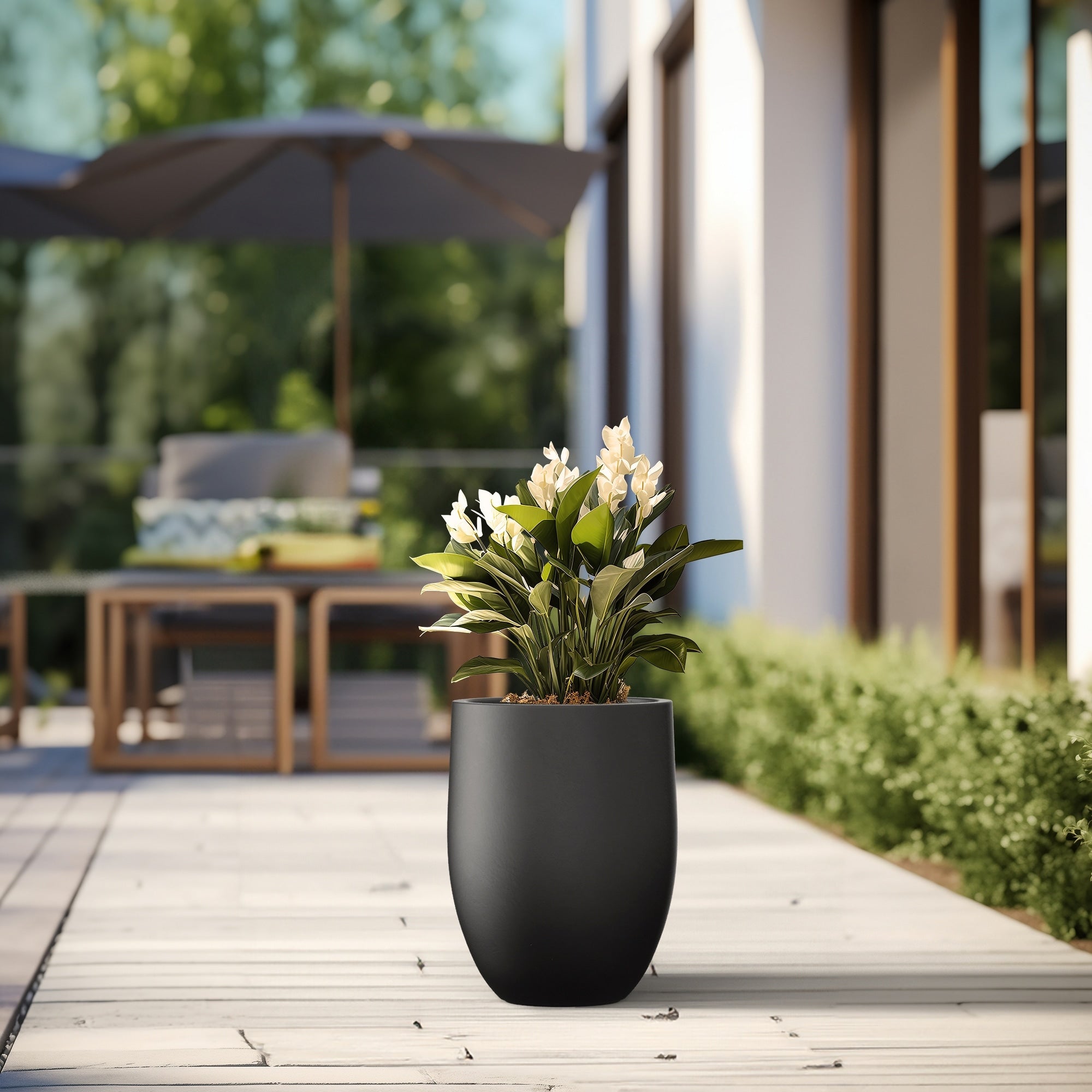 Tall Concrete Round Plant Pots / Large Indoor and Outdoor flower Planters