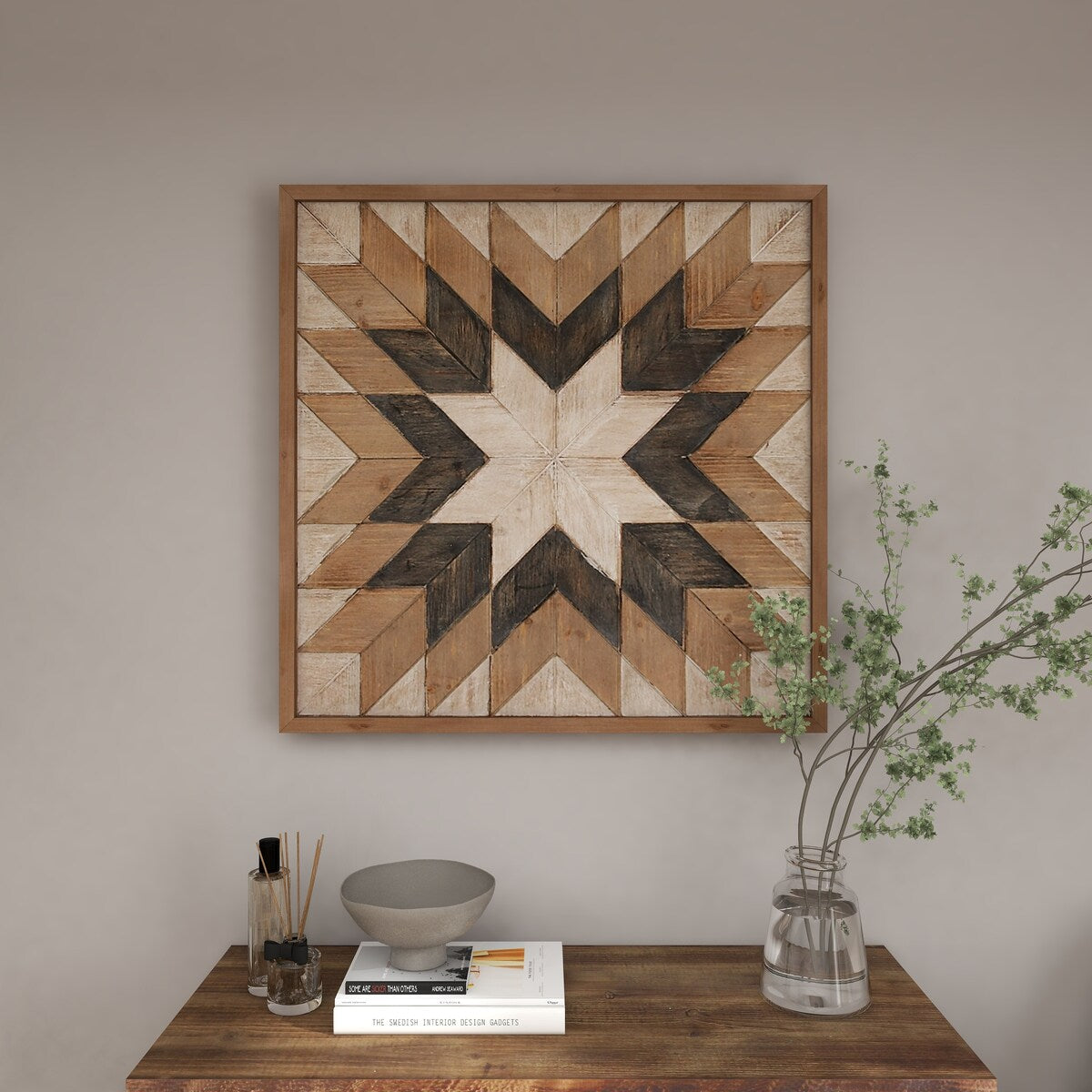 Wood Geometric Handmade Southwestern Home Wall Decor - Brown - Roche River Decor