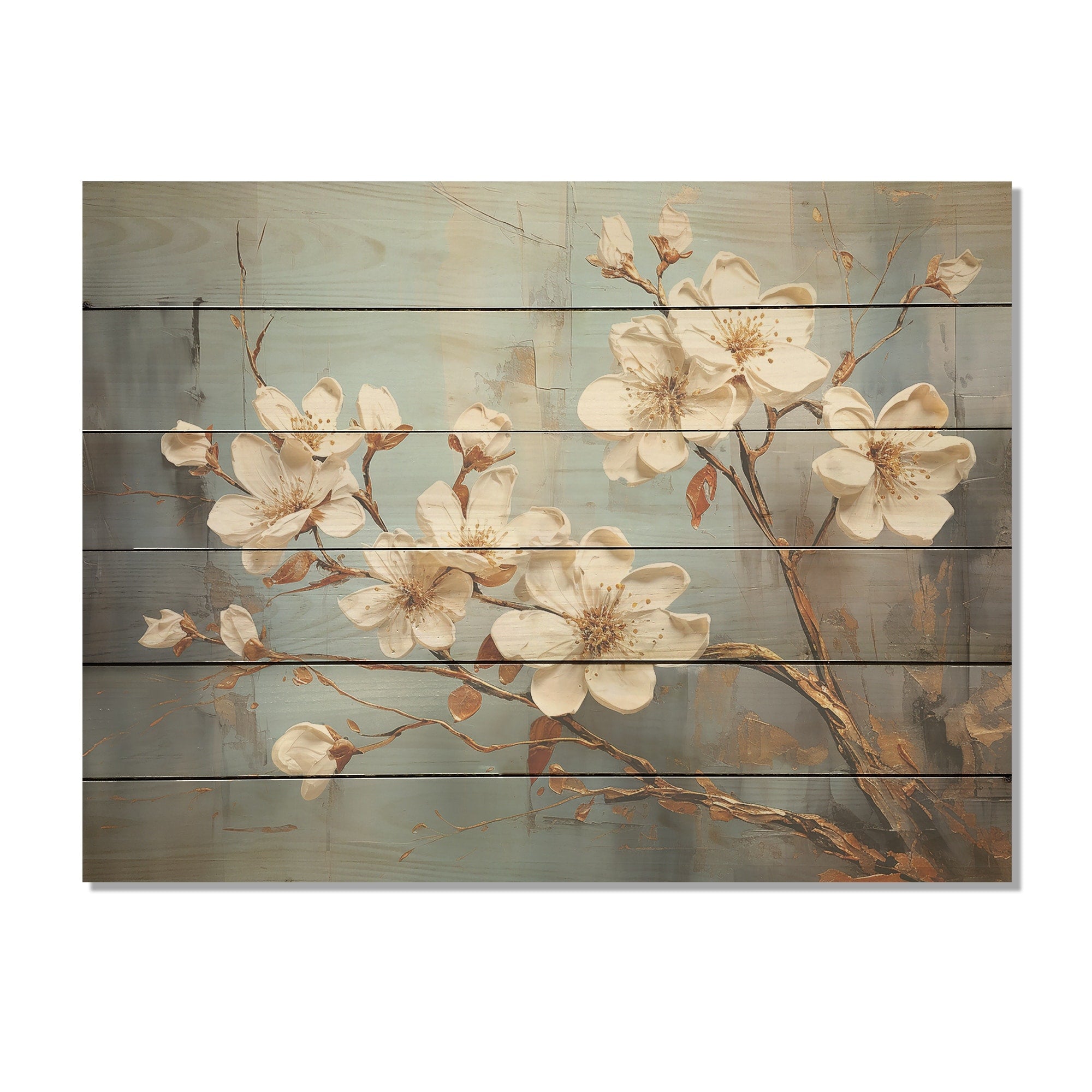 Designart Gilded Beauty Daffodils Gilded Accents Daffodils Wood Wall Decor - White Wood Panel On Natural Pine Wood