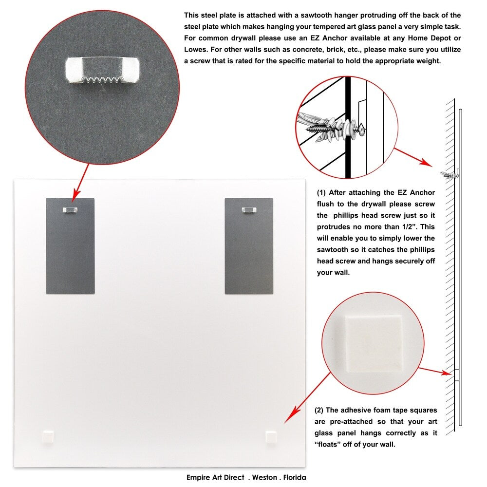 Essentials 24 Square Beveled Wall Mirror on 36 Square Printed Tempered Art Glass - 36 x 36