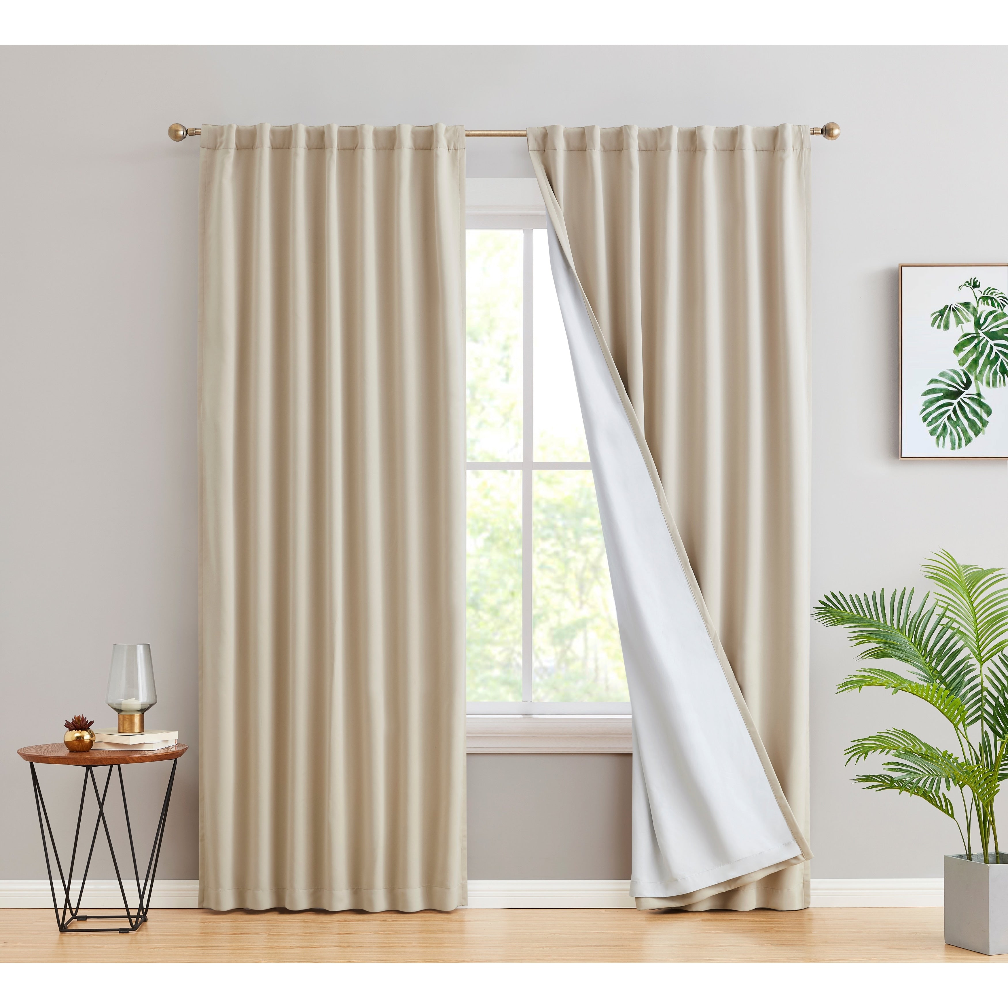 HLC.me Hamilton 100% Complete Blackout Lined Heavy Thermal Insulated Window Curtain Rod Pocket Back Tab Panels, 2 Panels