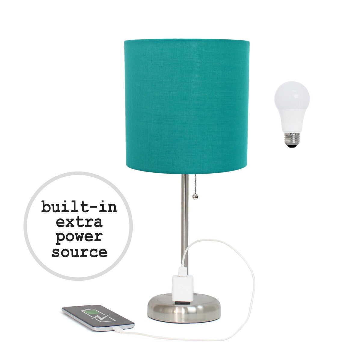 Simple Designs 9.5 Desk Lamp with Charging Outlet and LED Bulb Included - 19.50