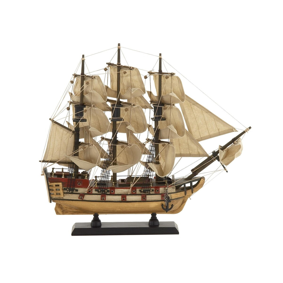 Wood Sail Boat Decorative Sculpture with Lifelike Rigging - Beige - Roche River Decor