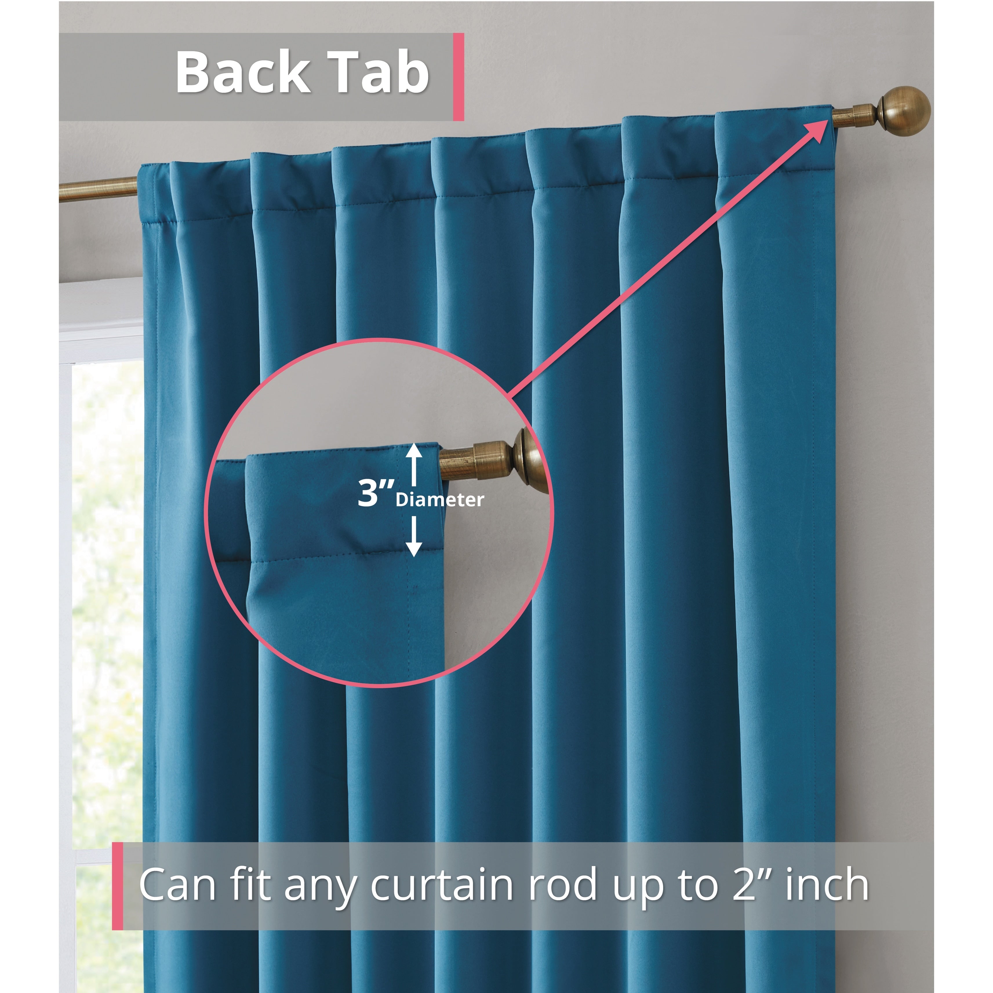 HLC.me Hamilton 100% Complete Blackout Lined Heavy Thermal Insulated Window Curtain Rod Pocket Back Tab Panels, 2 Panels