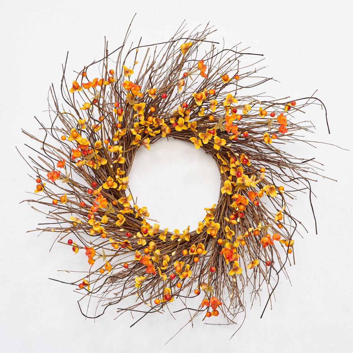 21 Fall Wreath with Artificial Bittersweet On Wild Natural Twigs - 21