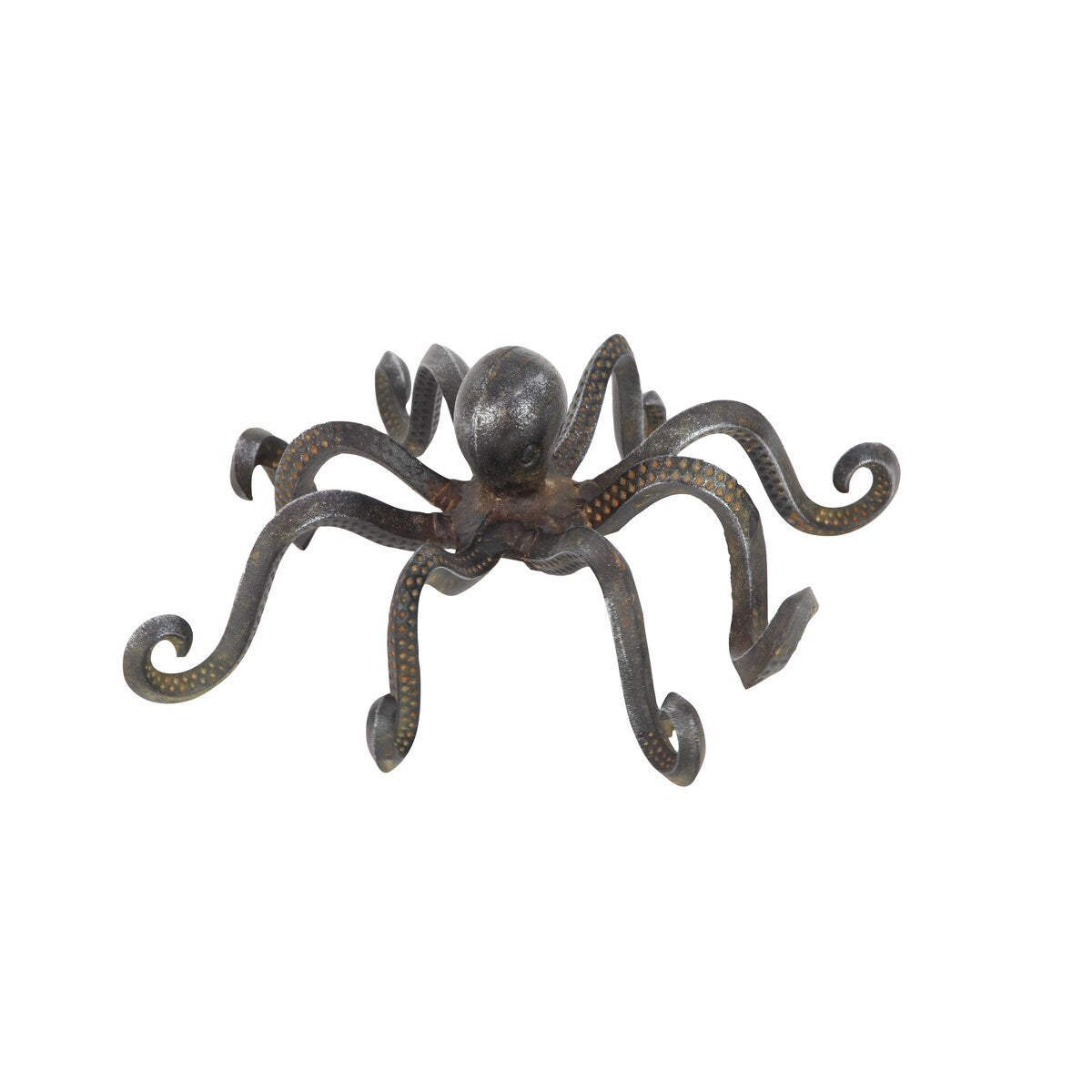 Metal Octopus Decorative Sculpture with Long Tentacles and Suctions Detailing - Black - Roche River Decor