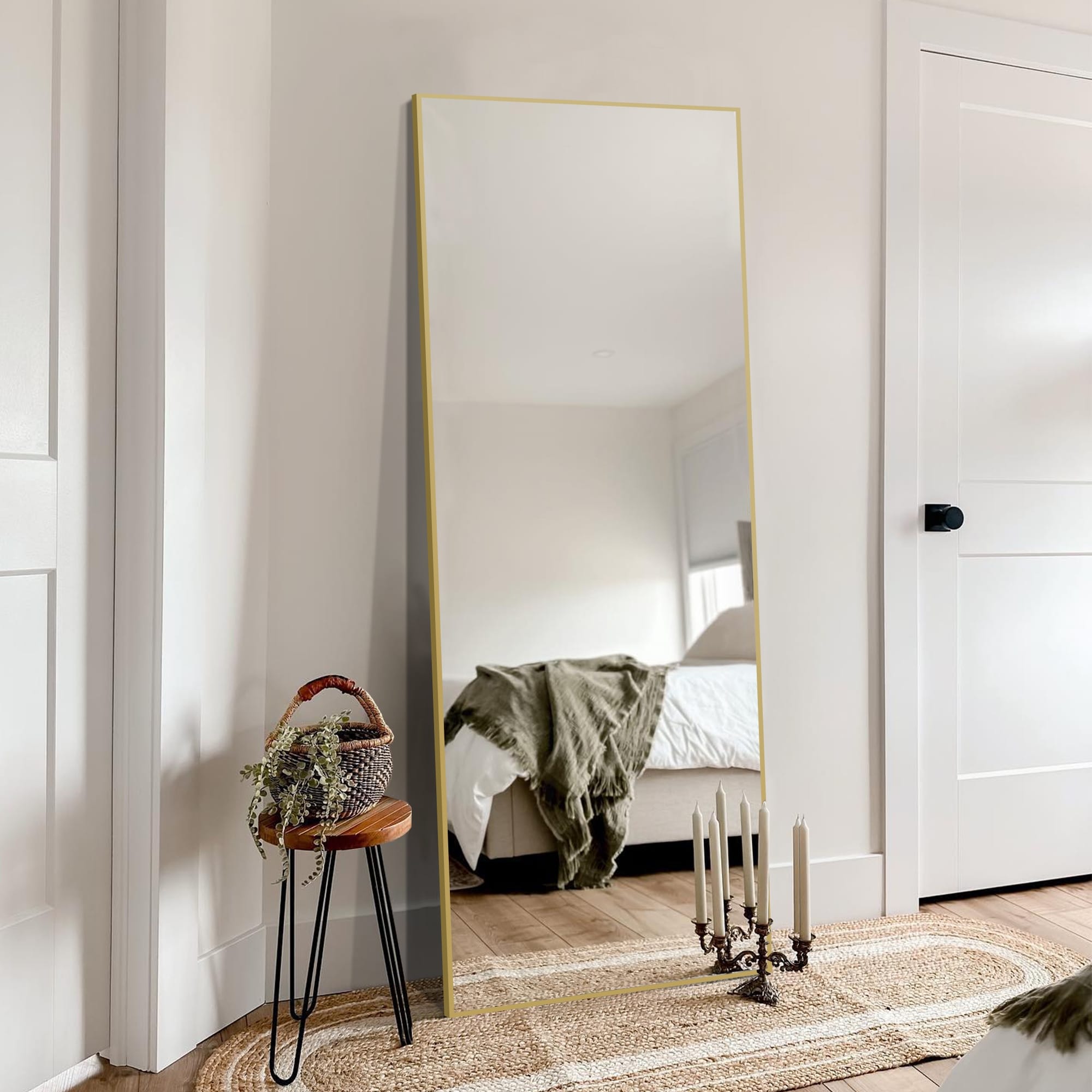 Rectangle Full Length Mirror,Floor Mirror with Stand,Hanging/Leaning