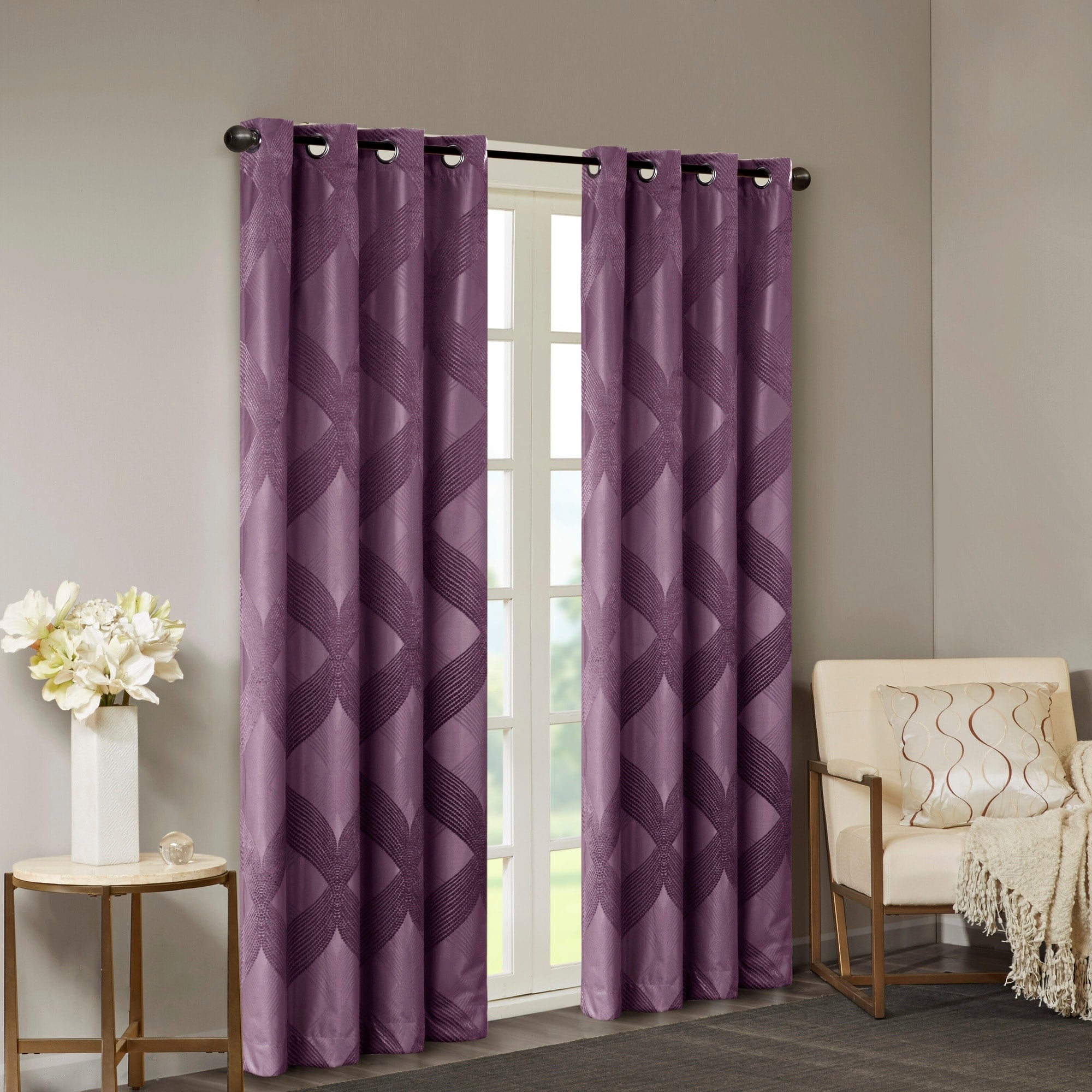 SunSmart Abel Ogee Knitted Jacquard Total Blackout Curtain Panel